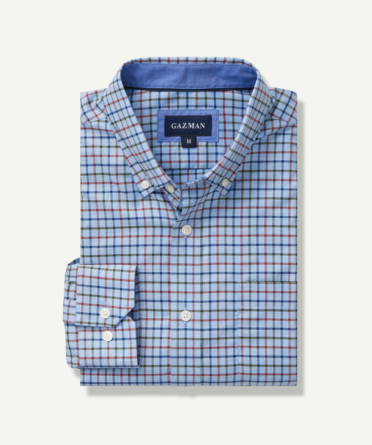 Easy Care Twill Melange Check Long Sleeve Shirt Blue Melange Long Sleeve Shirts Gazman