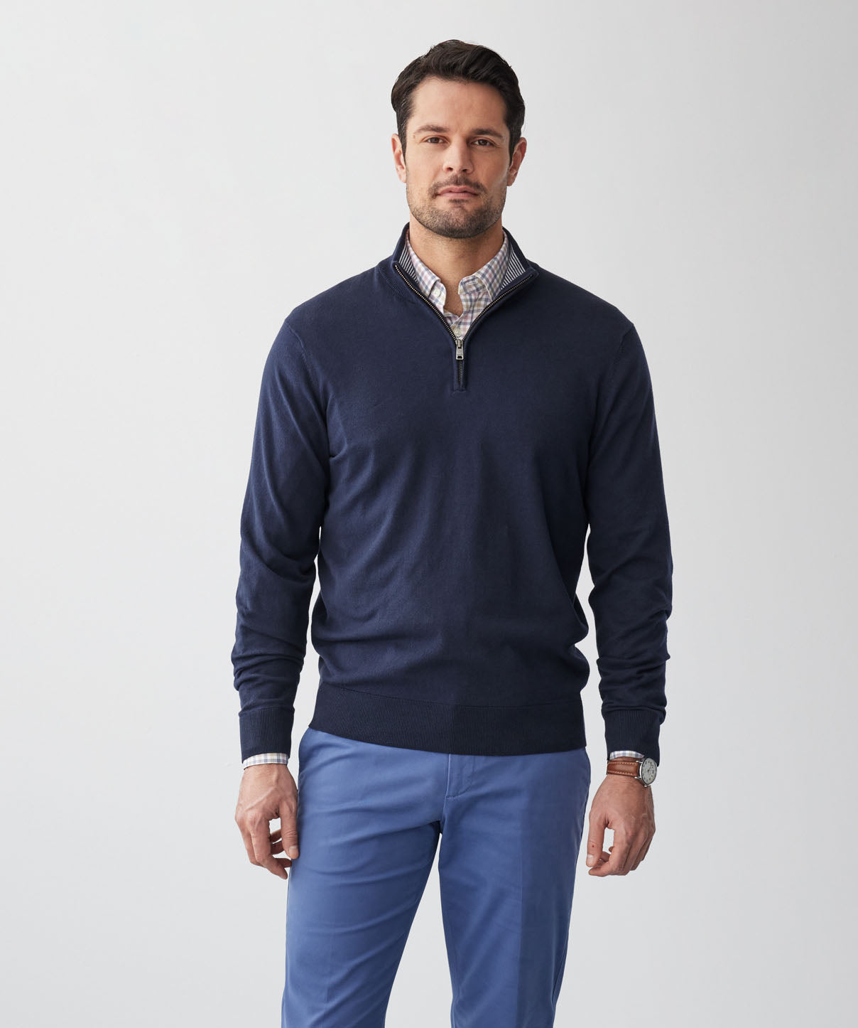 High Flex Half Zip Knit - Navy - Knitwear - GAZMAN