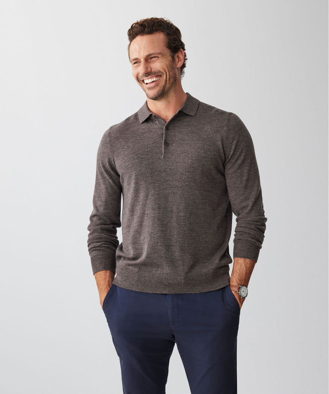 Long sleeve wool polo best sale