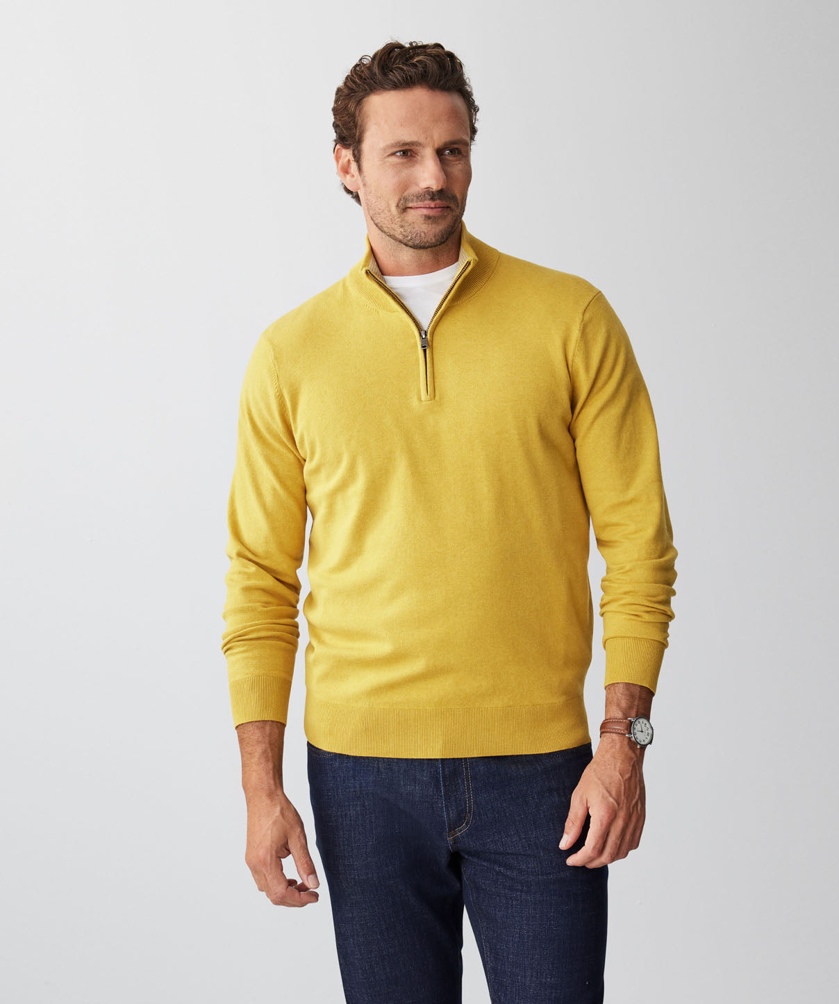 High Flex Half Zip Knit - Amber Yellow - Knitwear - GAZMAN