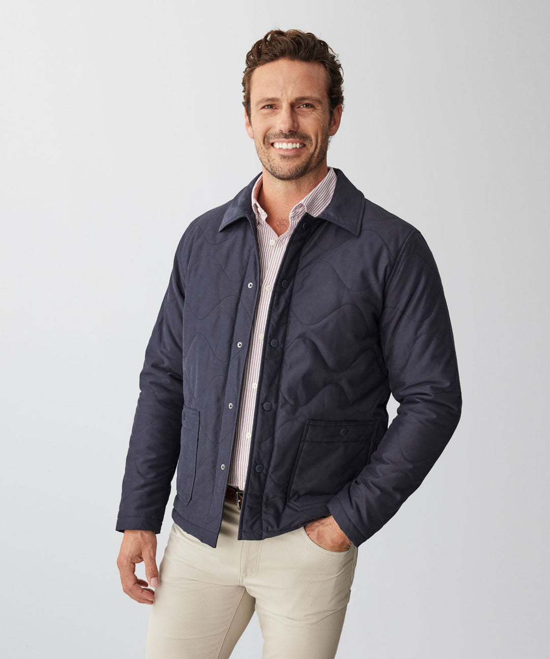 Aireys Quilted Chore Jacket Washed Navy Casual Jackets GAZMAN