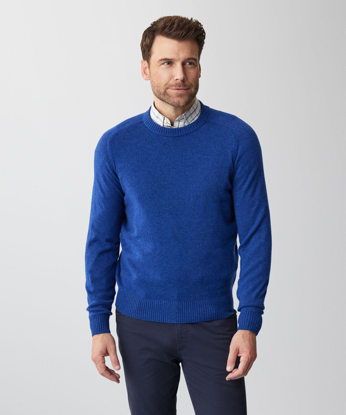 Lambswool Crew Neck Knit - Cobalt - Knitwear - GAZMAN