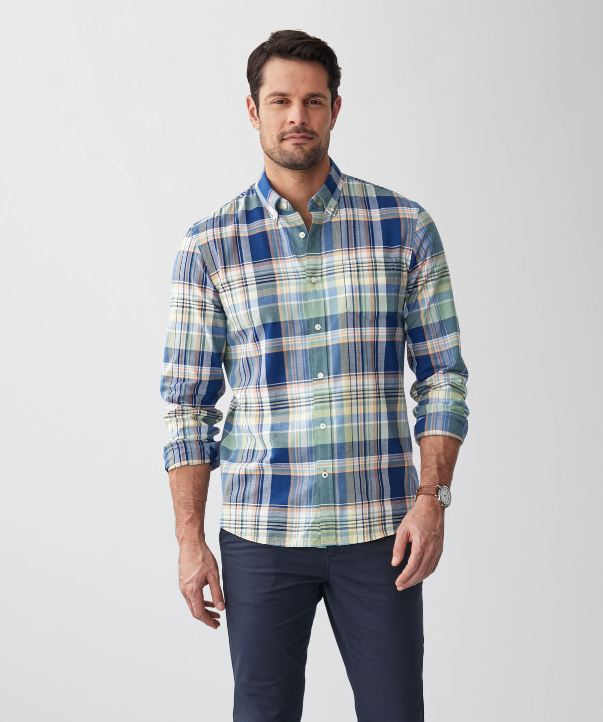 TailoredCasualCheckLongSleeveShirt-MultiCheck