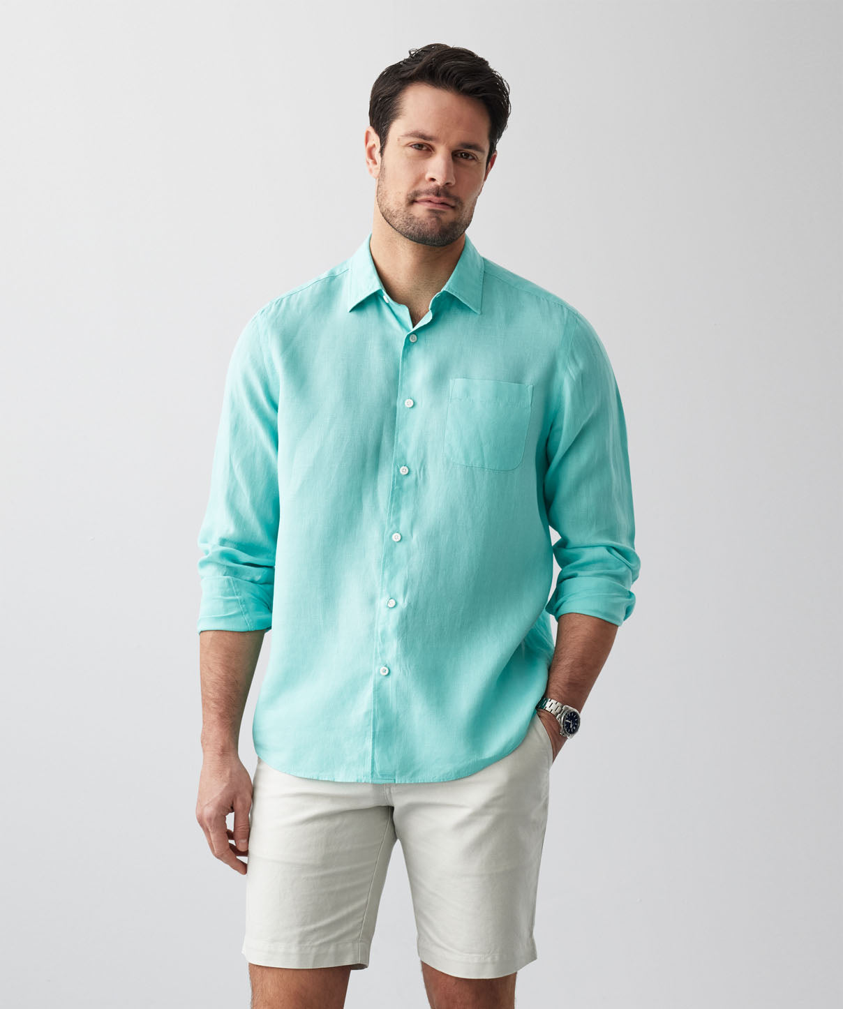 PureFrenchLinenLongSleeveShirt-Aqua