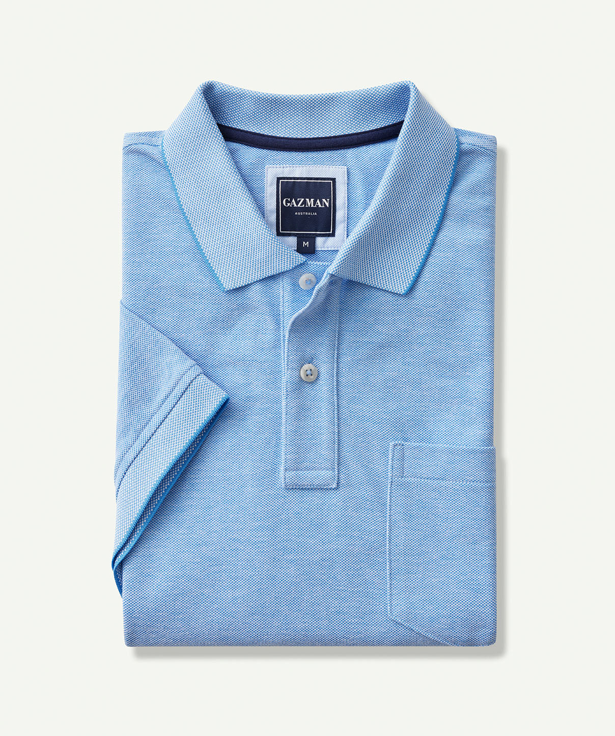 Oxford Pocket Polo Shirt - Blue - Polos - GAZMAN