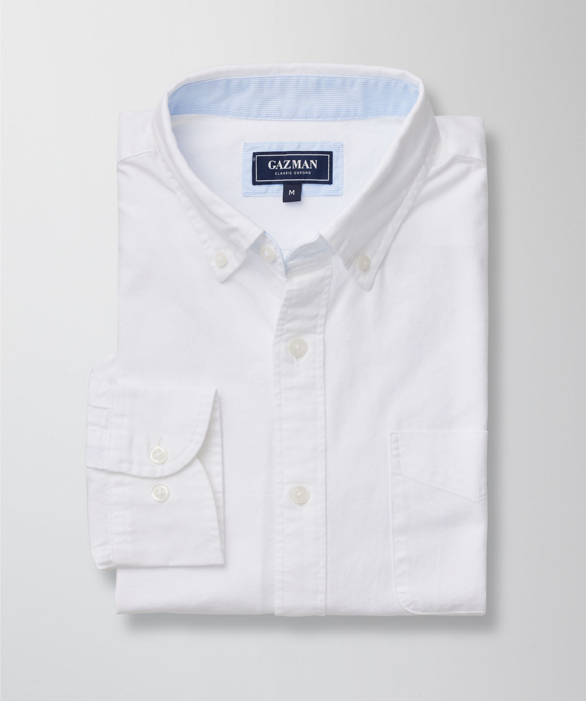 Plain Casual Oxford Long Sleeve Shirt - White - Long Sleeve Shirts - GAZMAN