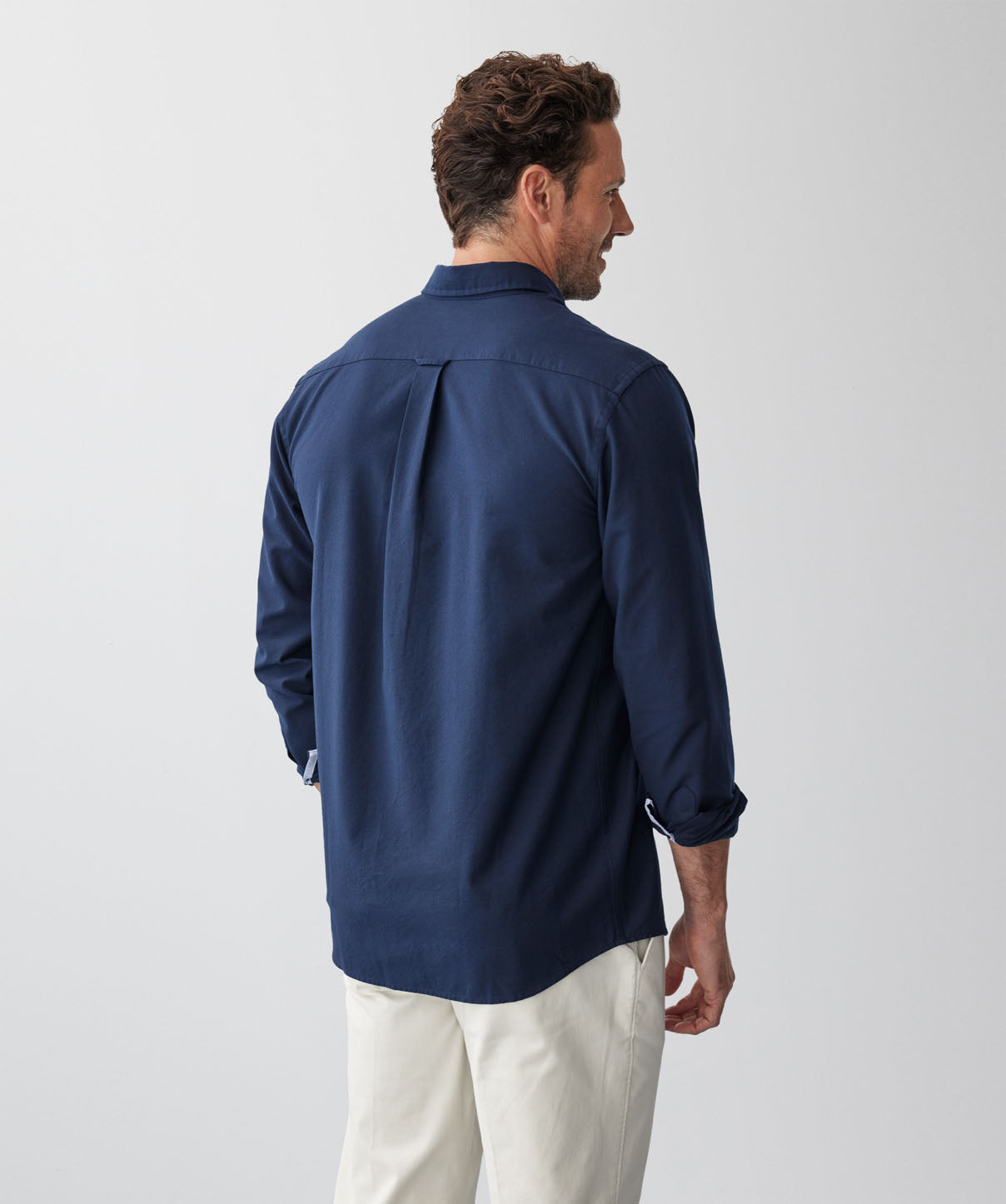 Plain Casual Oxford Long Sleeve Shirt - Dark Navy - Long Sleeve Shirts ...