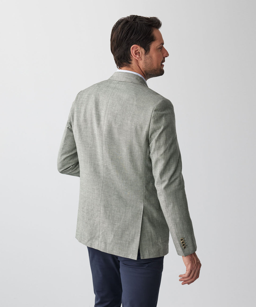 Linen Blend Plain Weave Sports Jacket Sage Sports Jackets GAZMAN