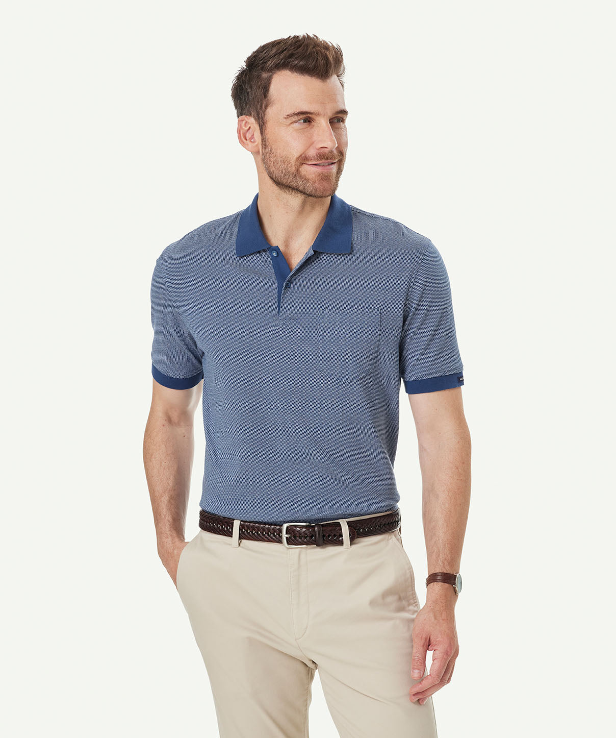 Smart Jaquard Geo Polo - Denim - Polos - GAZMAN