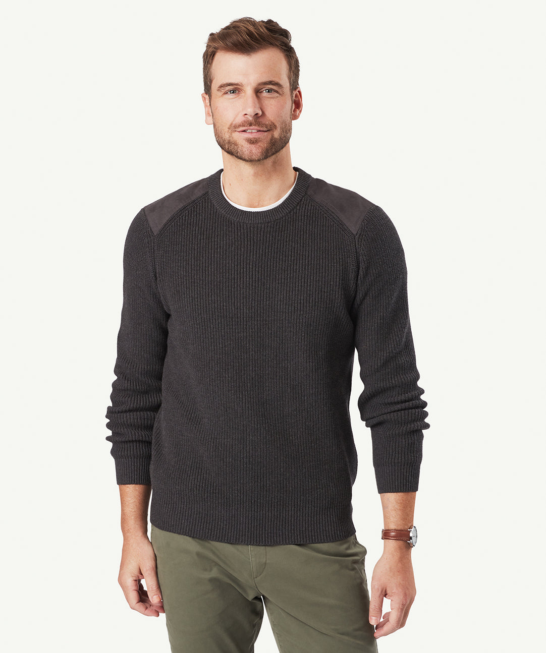 Chunky Fishermans Crew Neck Knit Charcoal x knitwear GAZMAN