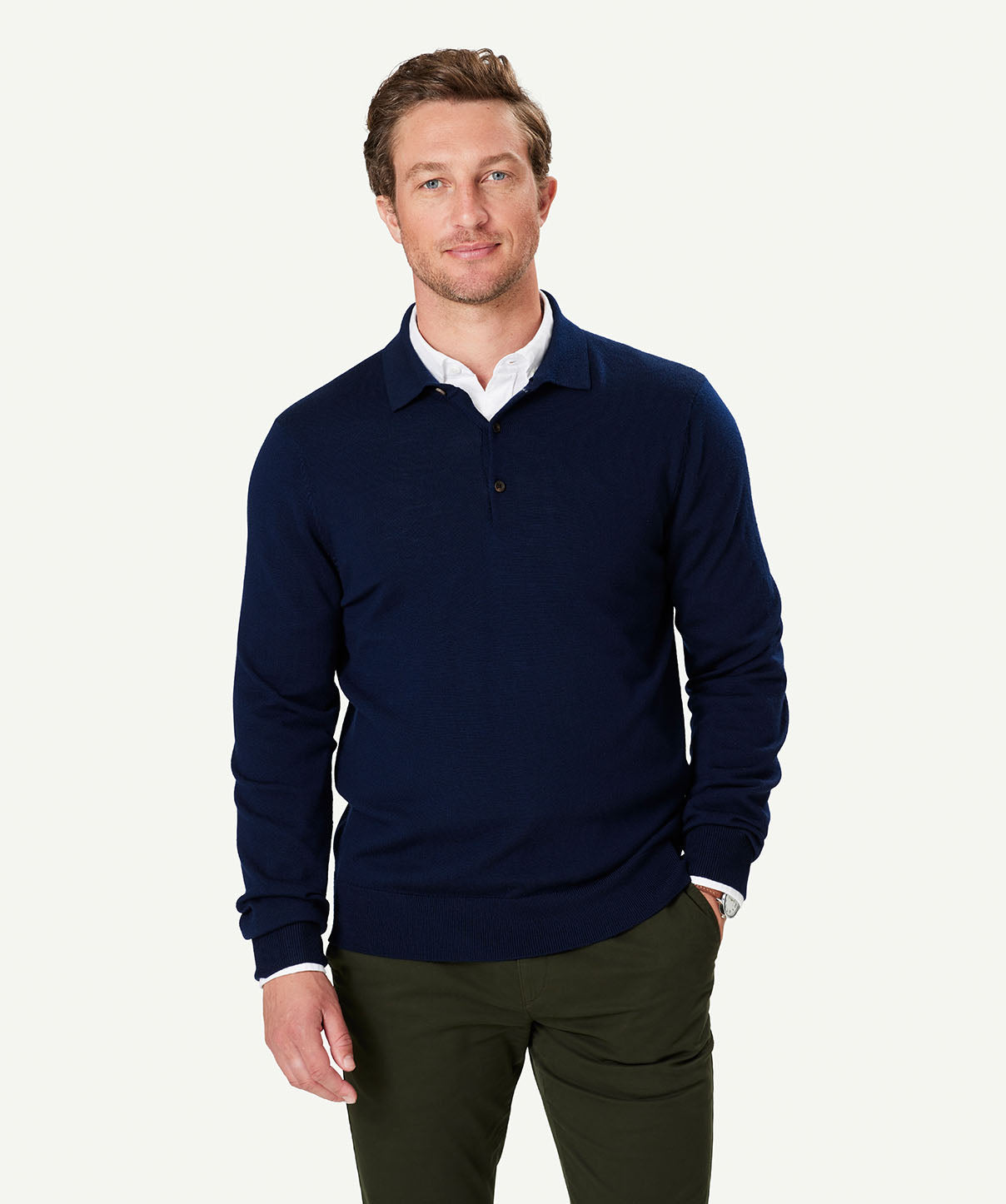 Merino Knit Polo - Navy - Knitwear - GAZMAN