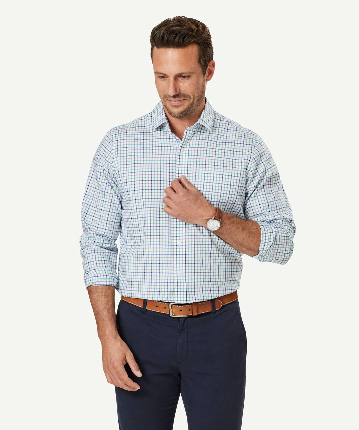 Easy Care Twill Check Long Sleeve Shirt - Multi Check - Long Sleeve ...