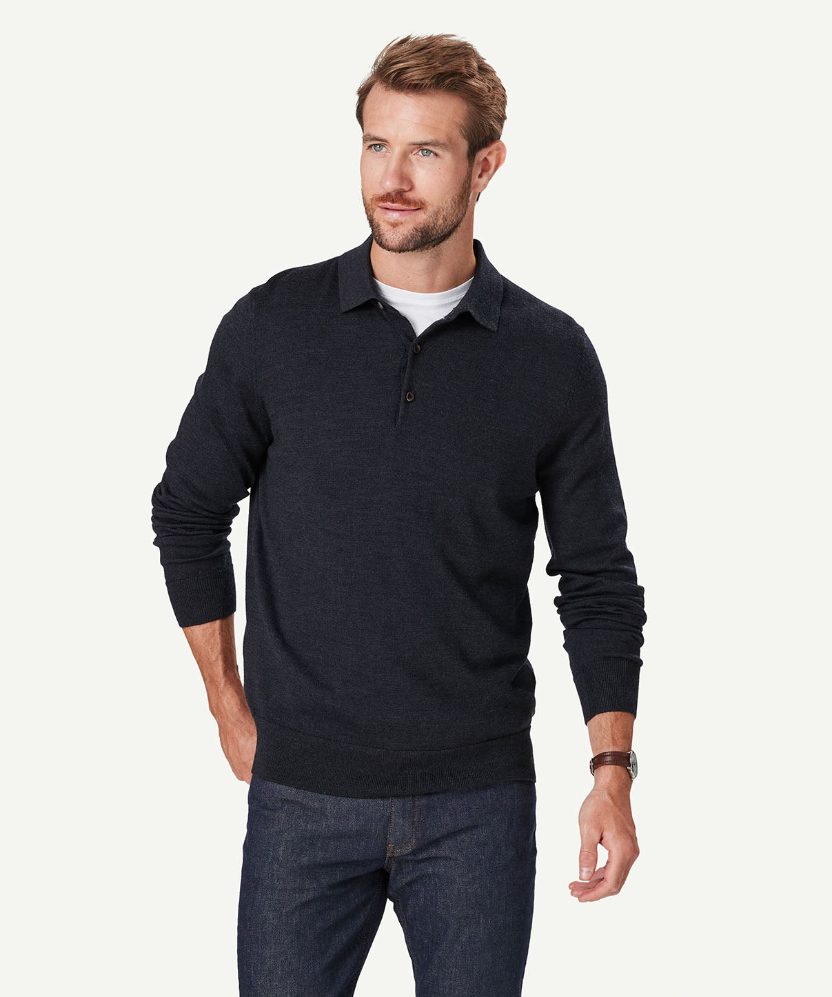 Merino Knit Polo - Charcoal - Knitwear - GAZMAN