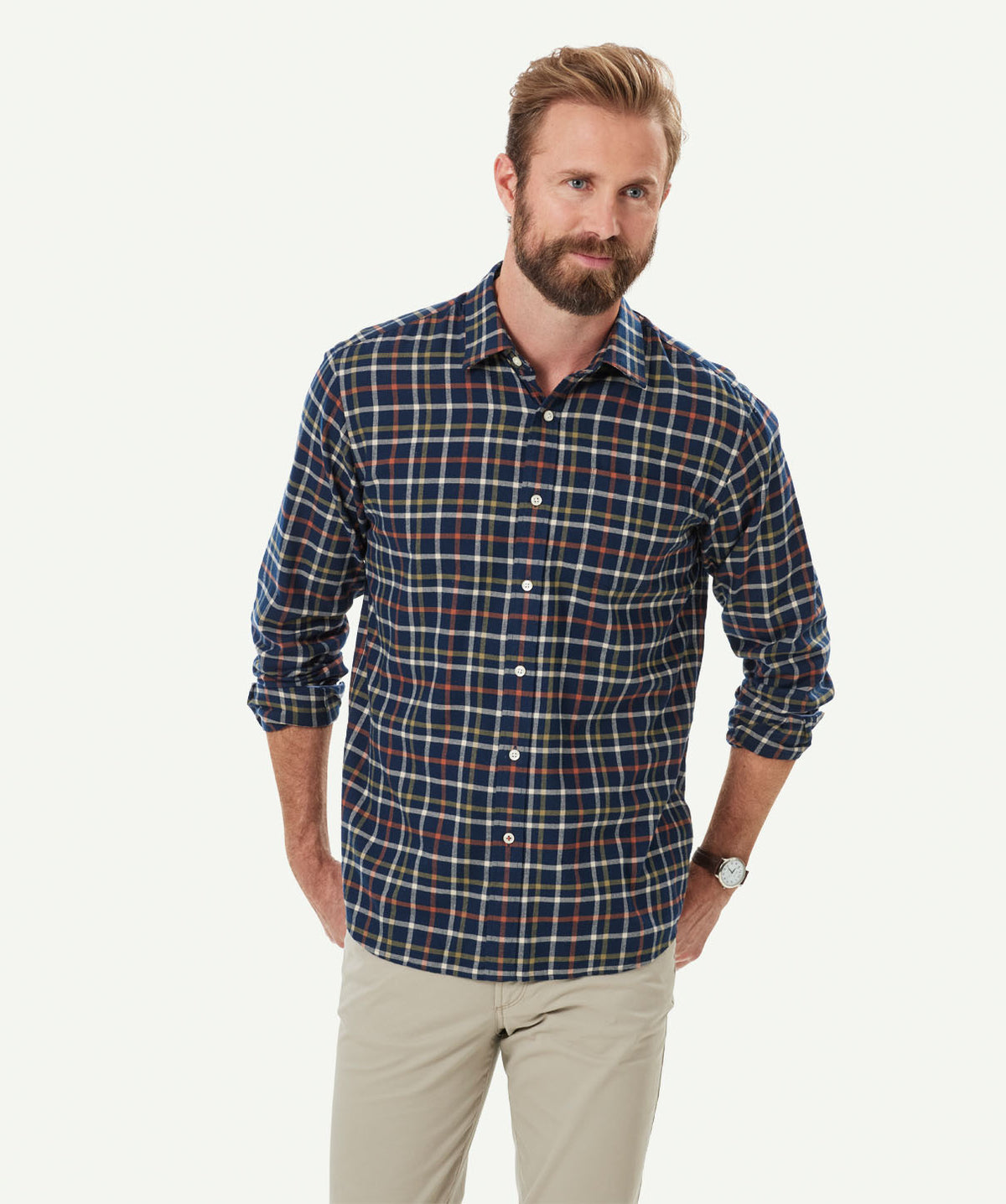 Brushed Twill Checked Long Sleeve Shirt