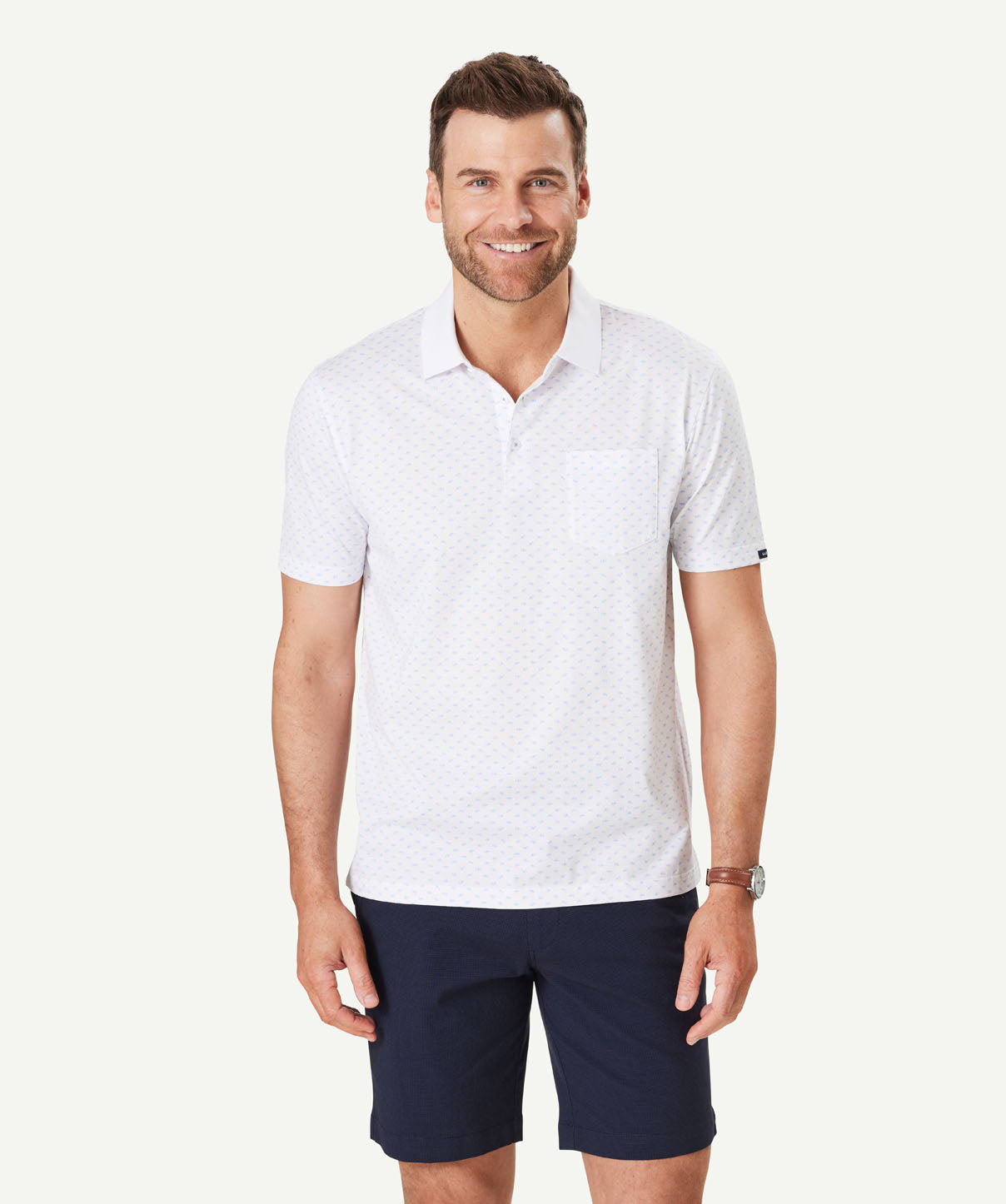 Smart Fish Print Polo - White - Polos - GAZMAN