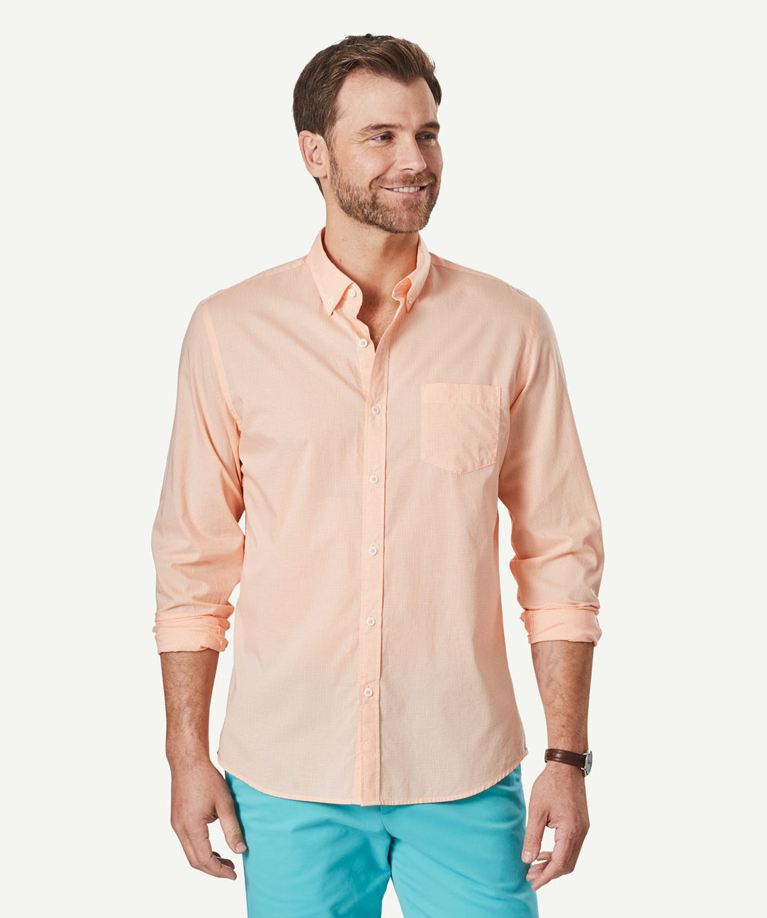 Tailored Featherweight Gingham Long Sleeve Shirt - Mango - Long Sleeve  Shirts - GAZMAN