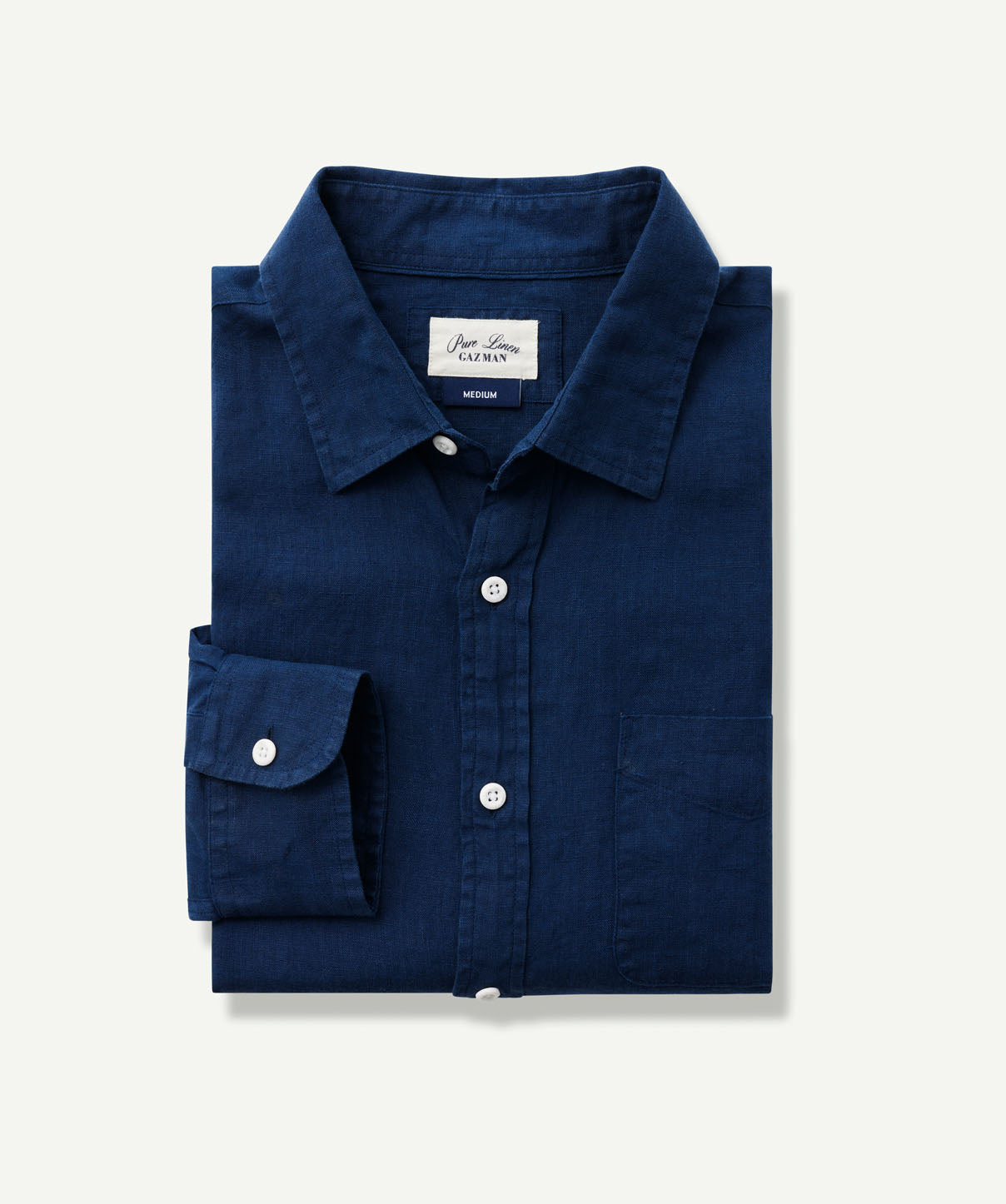 Pure French Linen Long Sleeve Shirt - Navy - Long Sleeve Shirts - GAZMAN