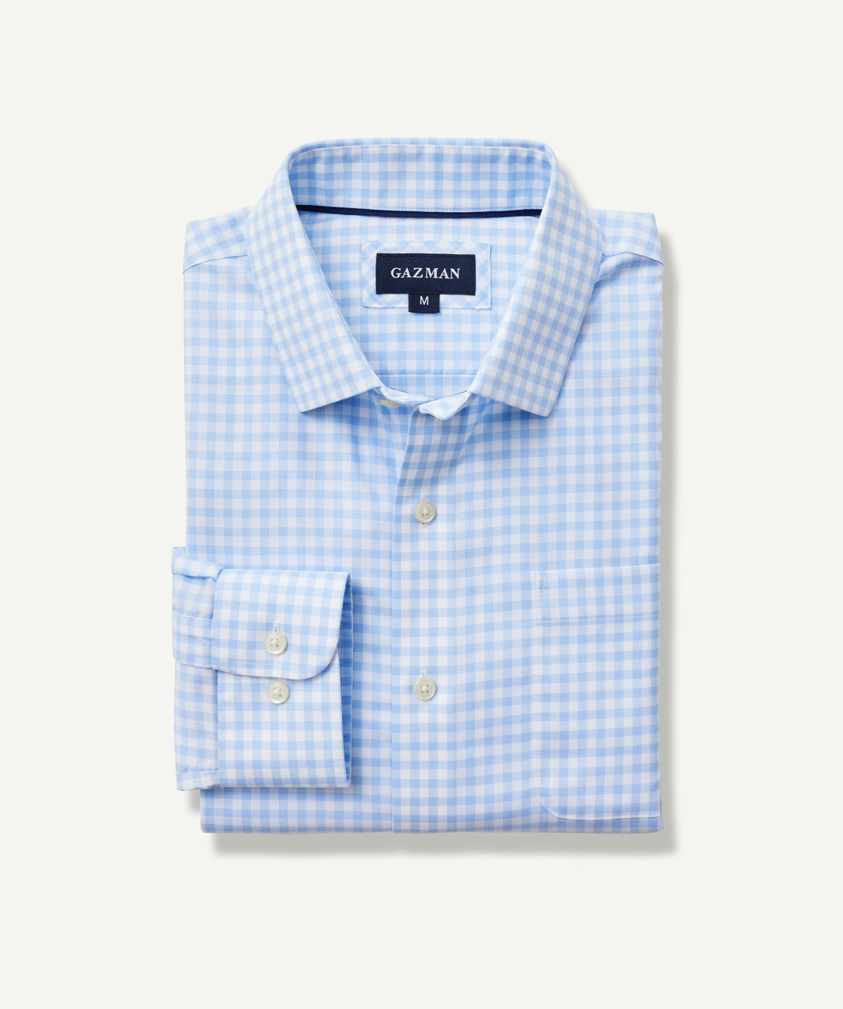 Non-Iron Twill Check Long Sleeve Shirt - Blue - Long Sleeve Shirts - GAZMAN