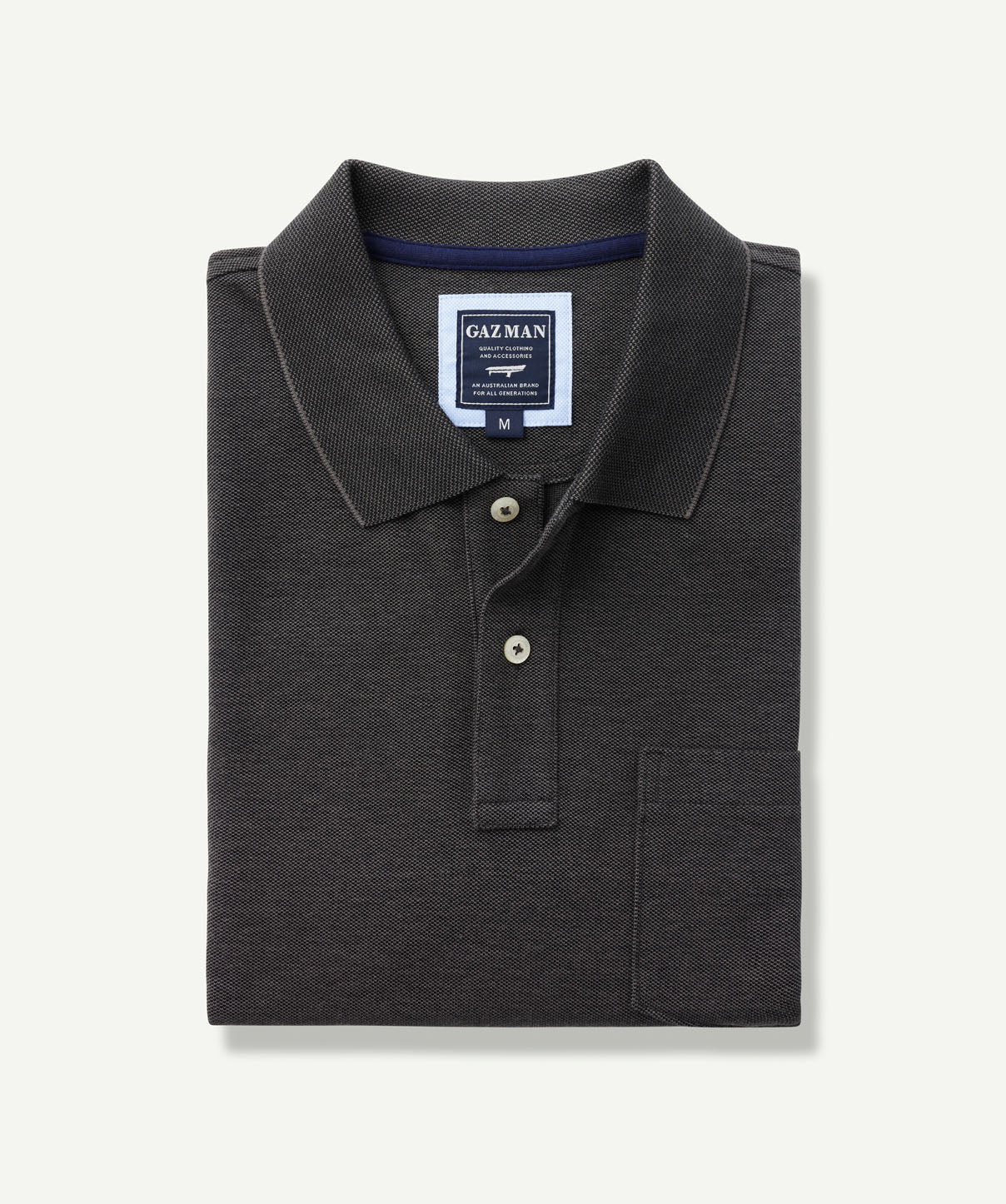 Oxford Pocket Polo Shirt - Charcoal - Polos - GAZMAN