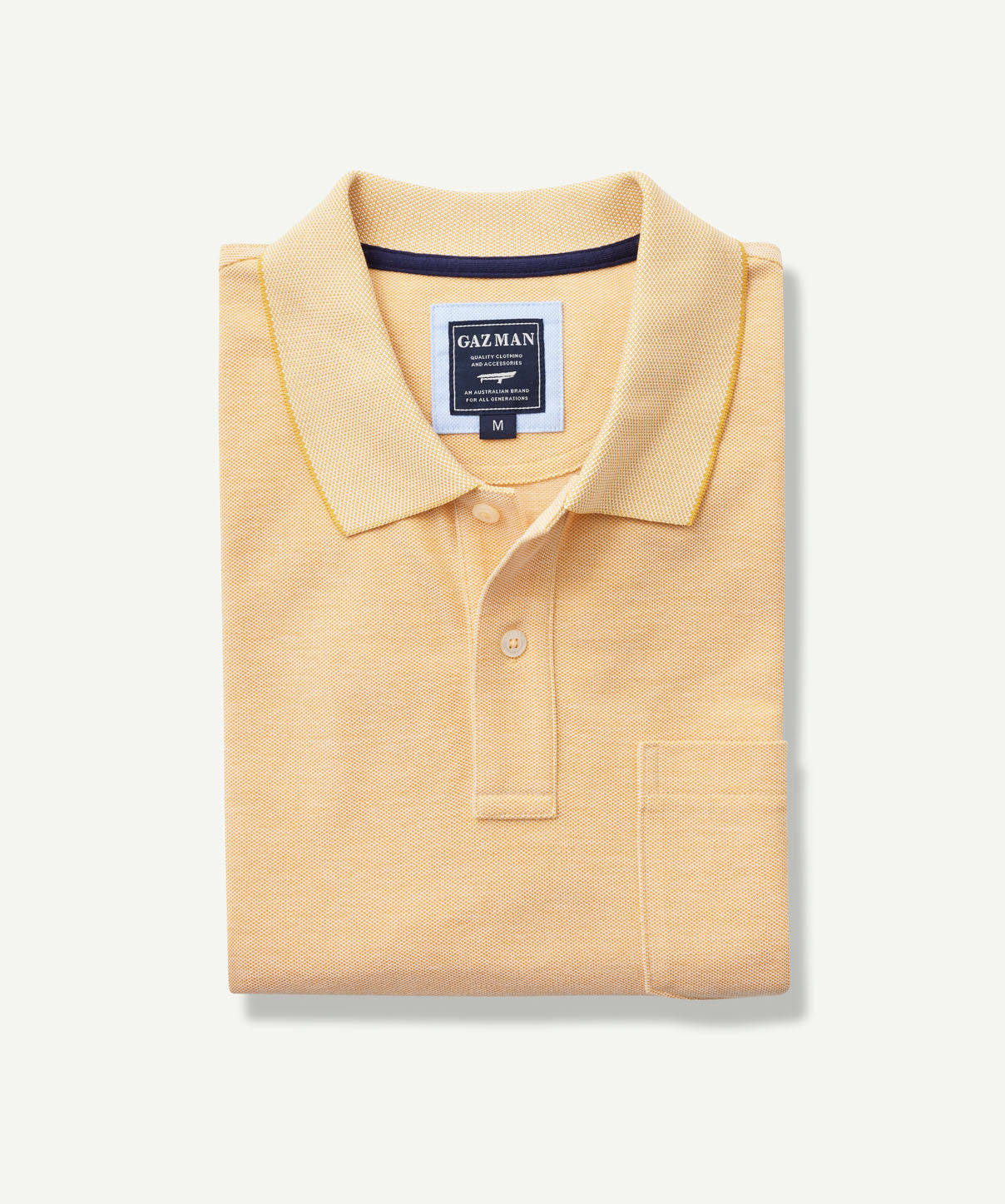 Oxford Pocket Polo Shirt - Amber Yellow - Polos - GAZMAN