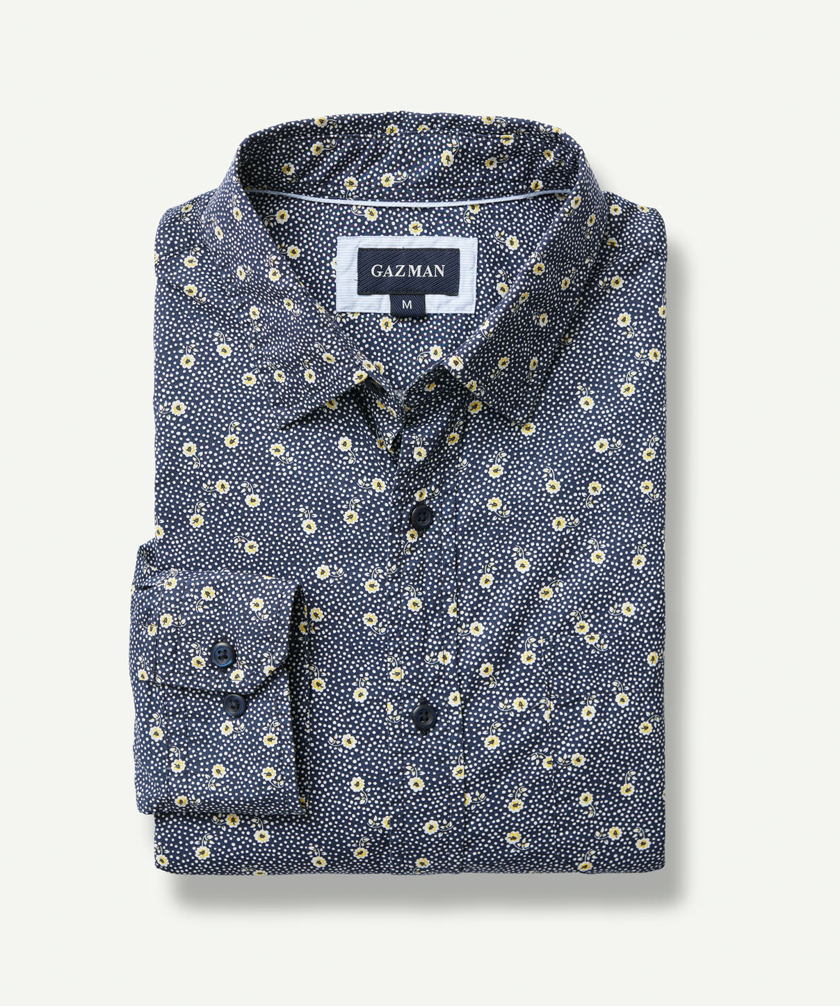 Casual Floral Dot Print Long Sleeve Shirt - Navy - Long Sleeve Shirts ...