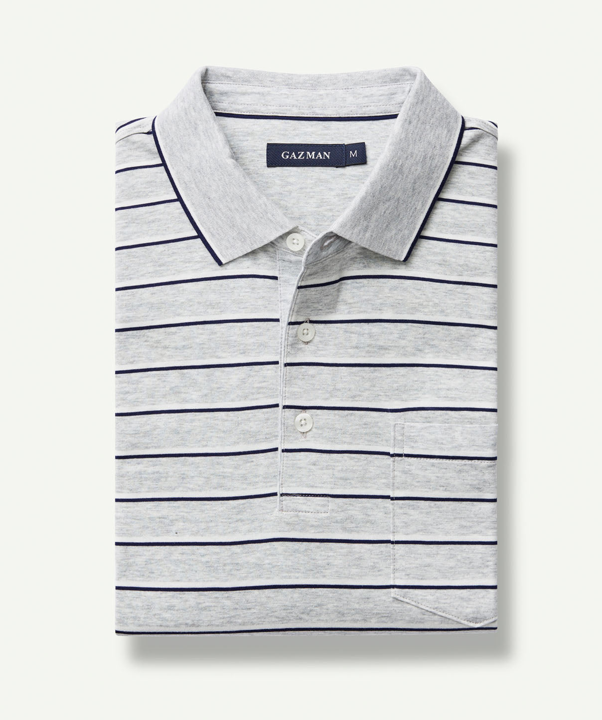 Mercerised Stripe Polo - Grey Marle - x-polos - GAZMAN