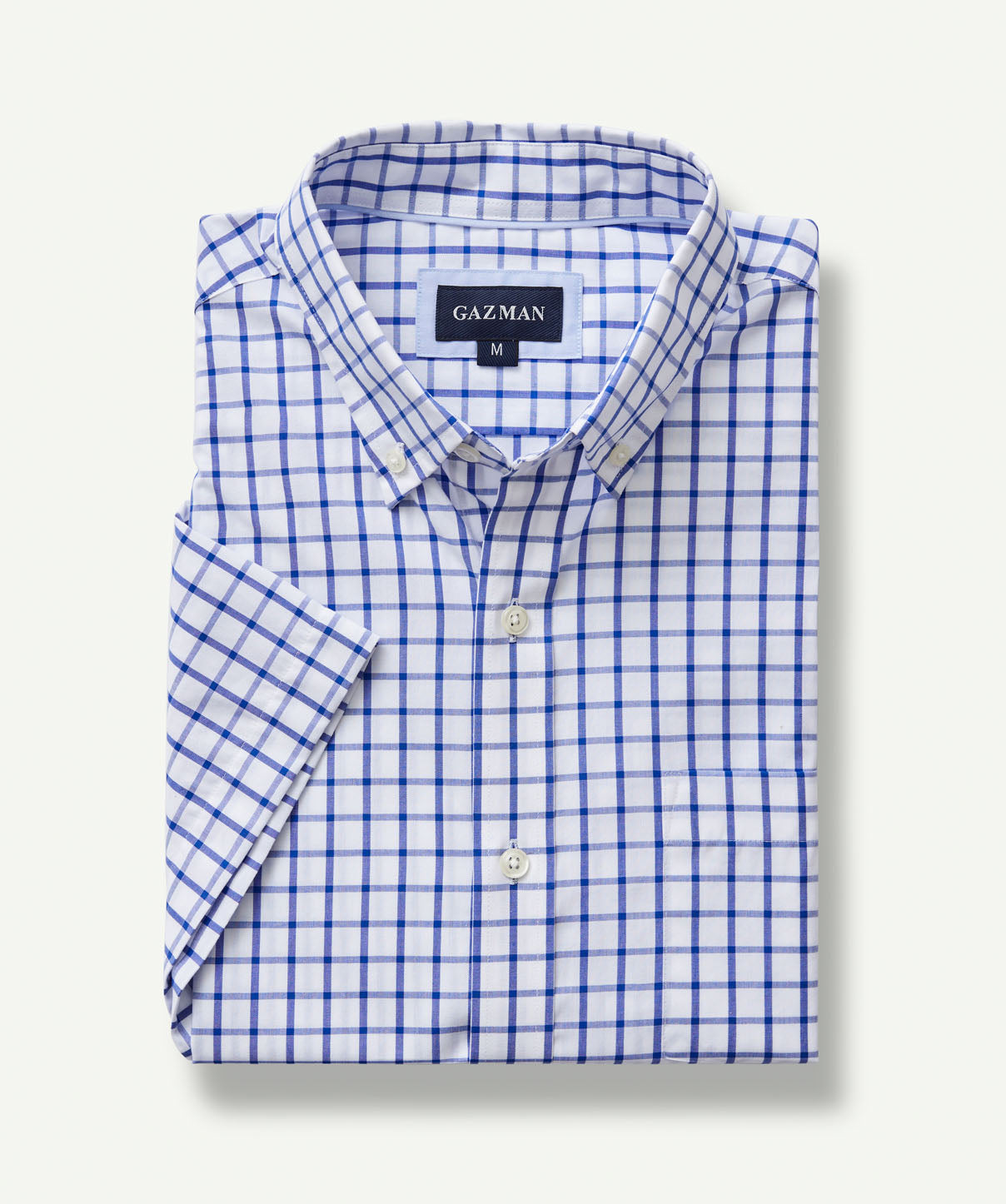 Easy Care Check Short Sleeve Shirt - White - Short Sleeve Shirts - GAZMAN