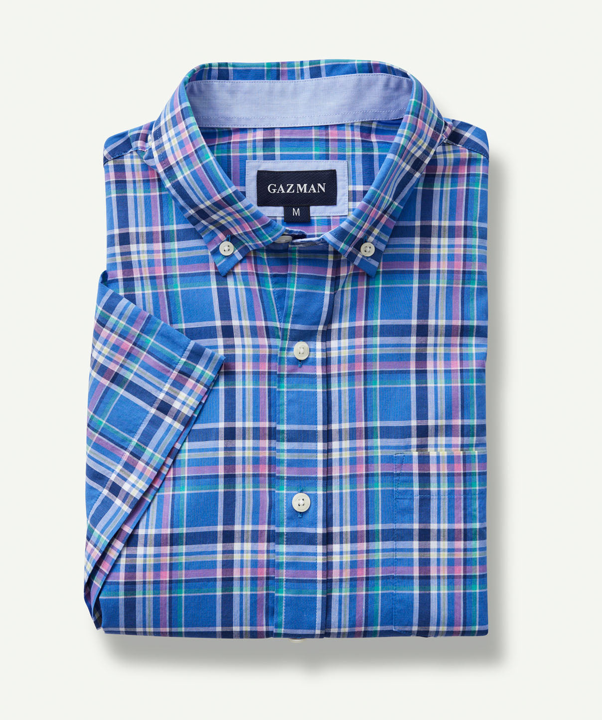 Casual Slub Multi Check Short Sleeve Shirt - Multi Check - Short Sleeve ...