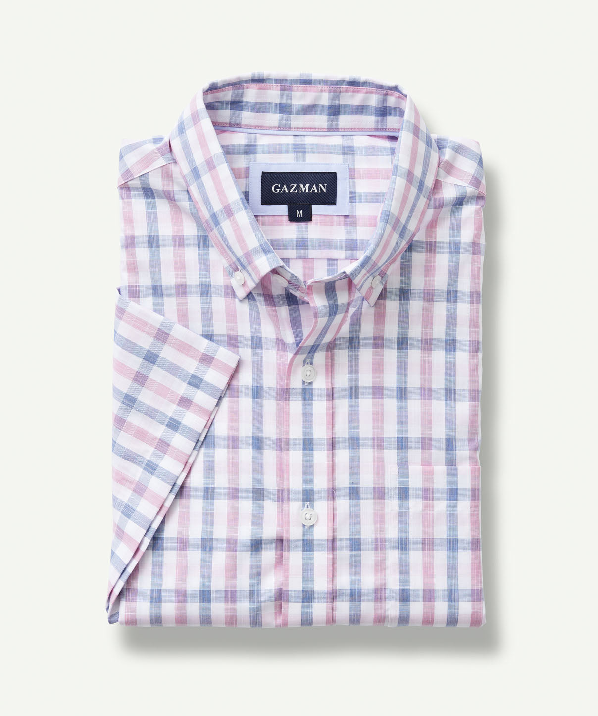 Easy Care Slub Check Short Sleeve Shirt - Pink - Short Sleeve Shirts ...