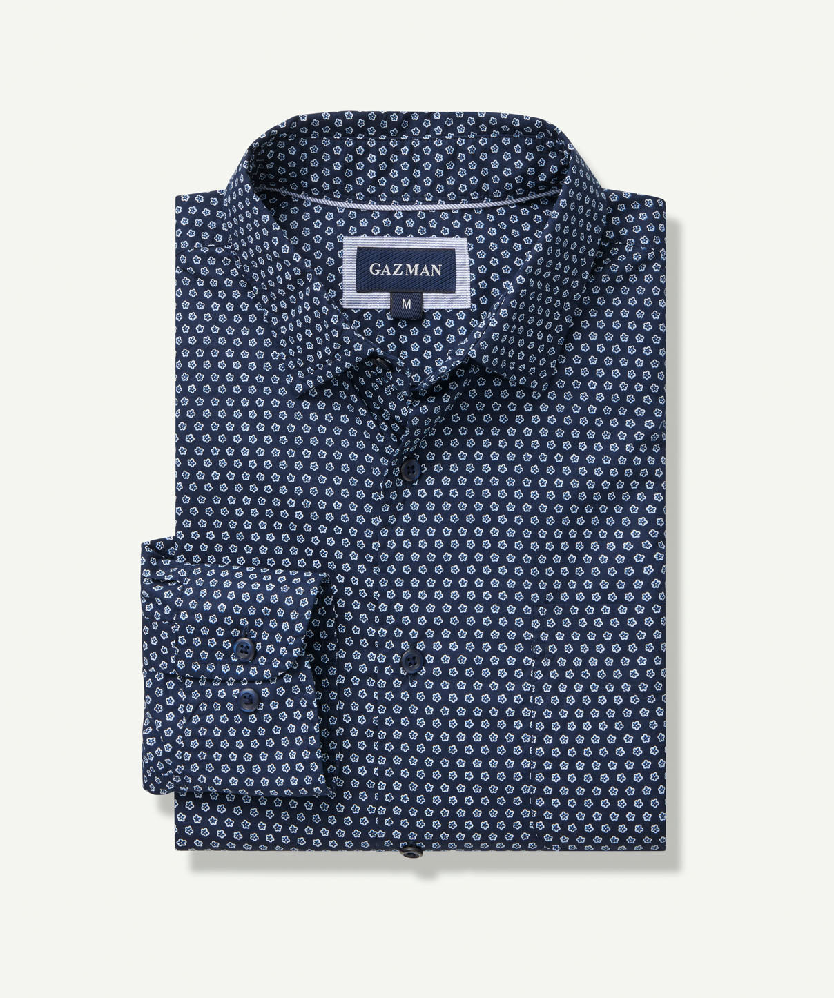 Casual Floral Print Long Sleeve Shirt - Navy - Long Sleeve Shirts - GAZMAN