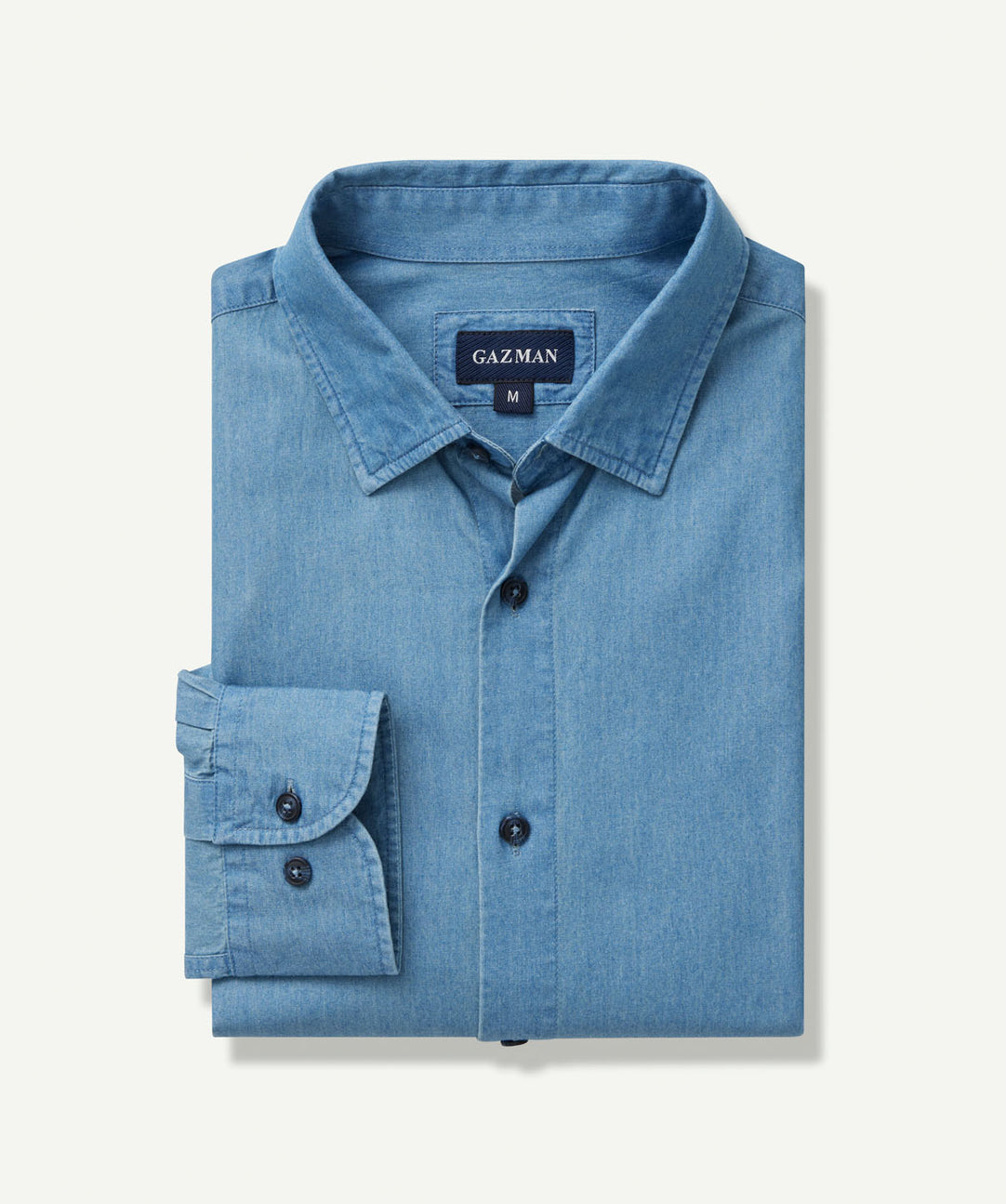 Indigo Twill Long Sleeve Shirt - Indigo - Long Sleeve Shirts - GAZMAN