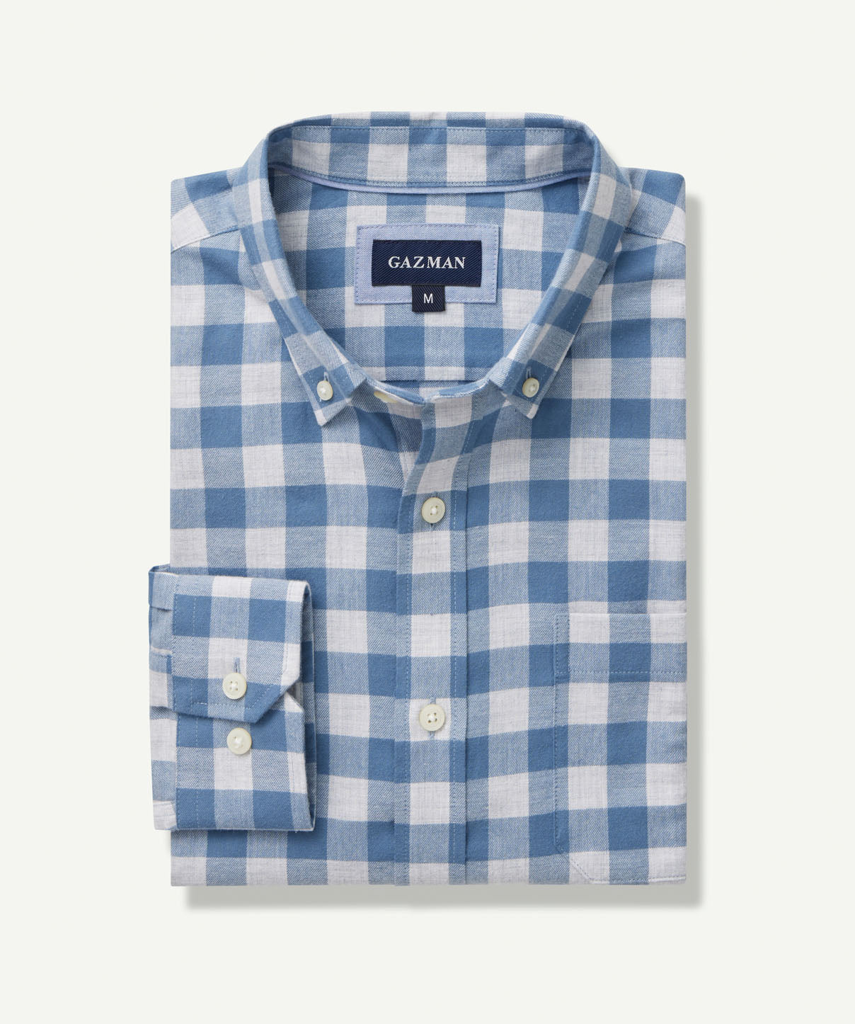 Brushed Twill Melange Check Long Sleeve Shirt - Slate - Long Sleeve ...