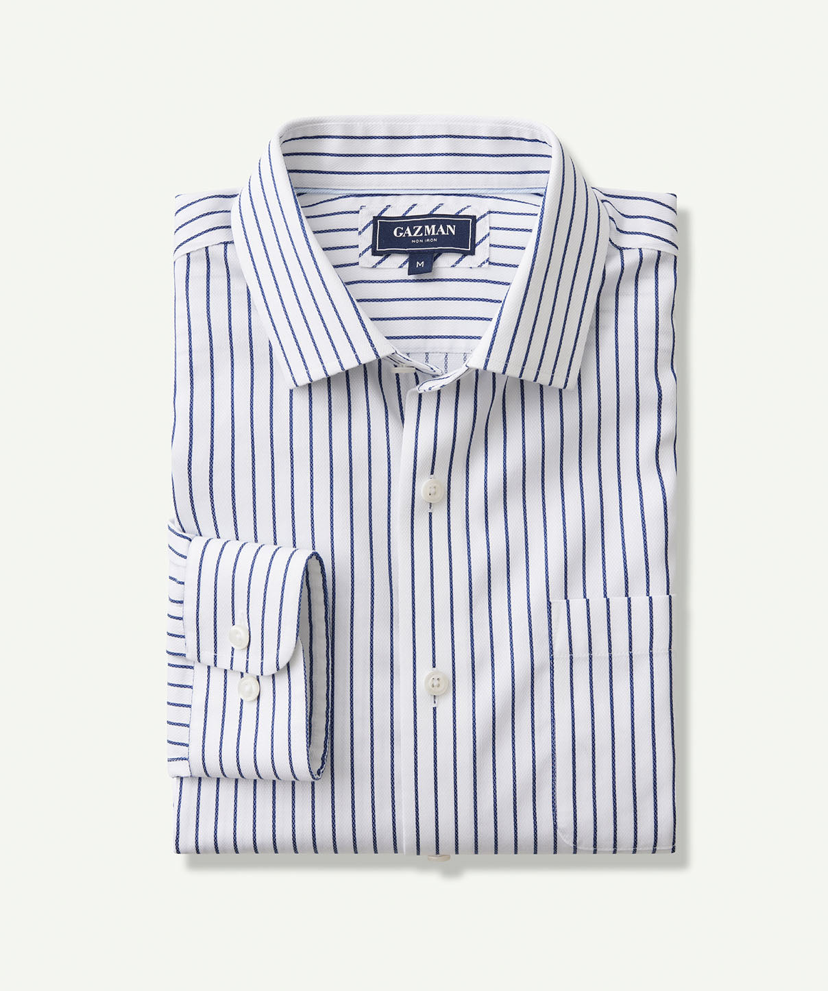 Non-Iron Dobby Stripe Long Sleeve Shirt - White - Long Sleeve Shirts ...