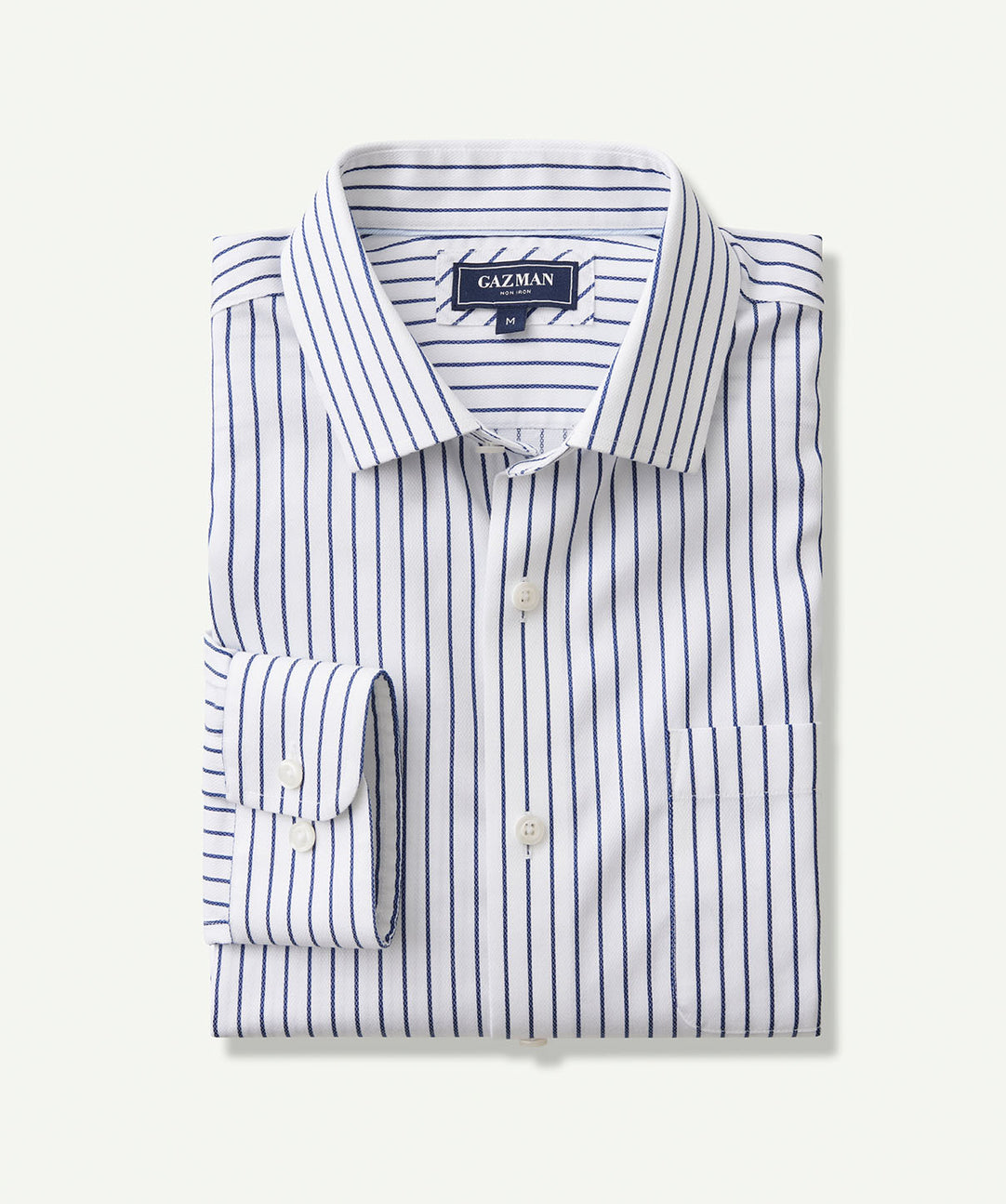 Non-Iron Dobby Stripe Long Sleeve Shirt - White