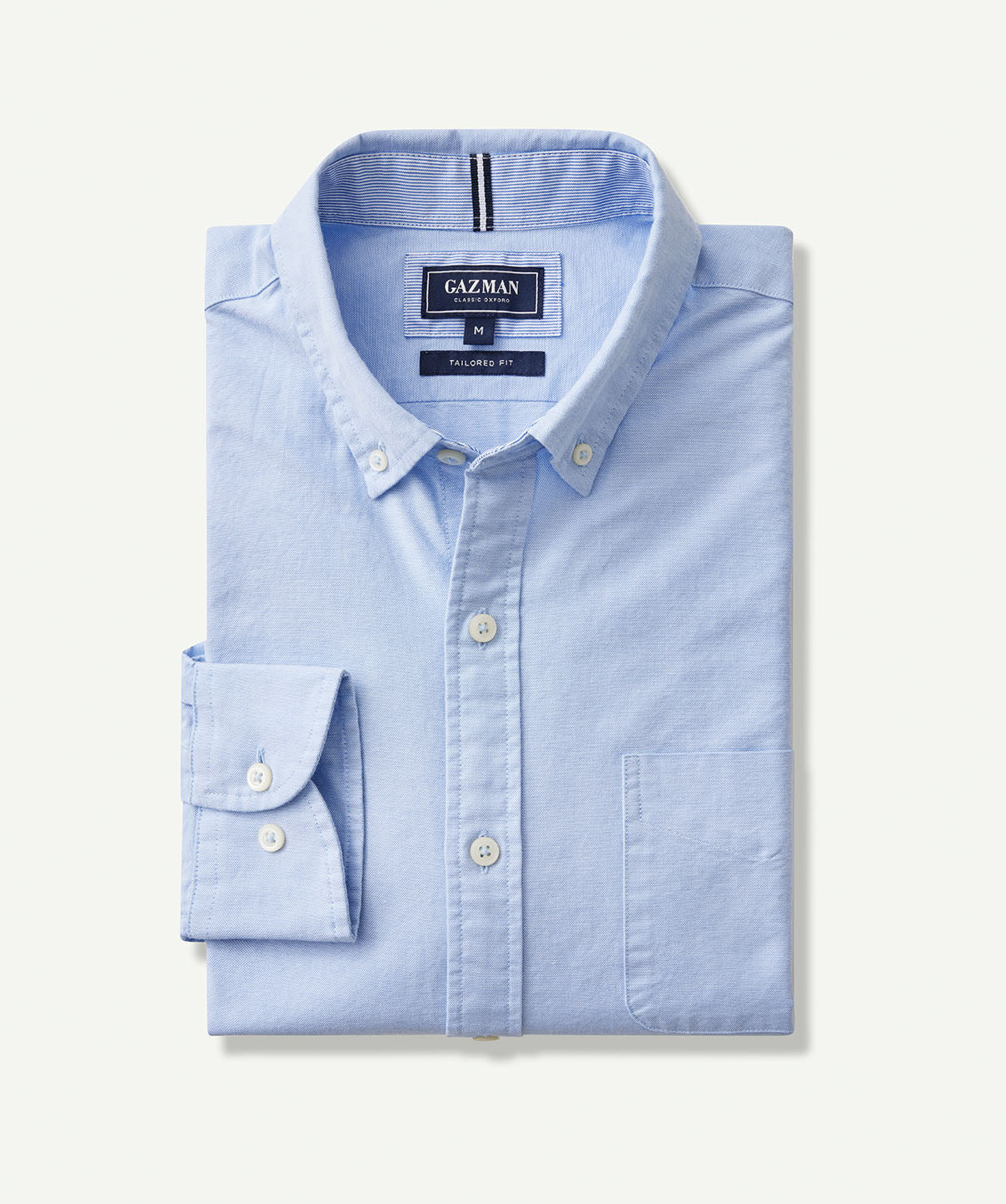 Tailored Plain Casual Oxford Long Sleeve Shirt - Blue - Long Sleeve ...