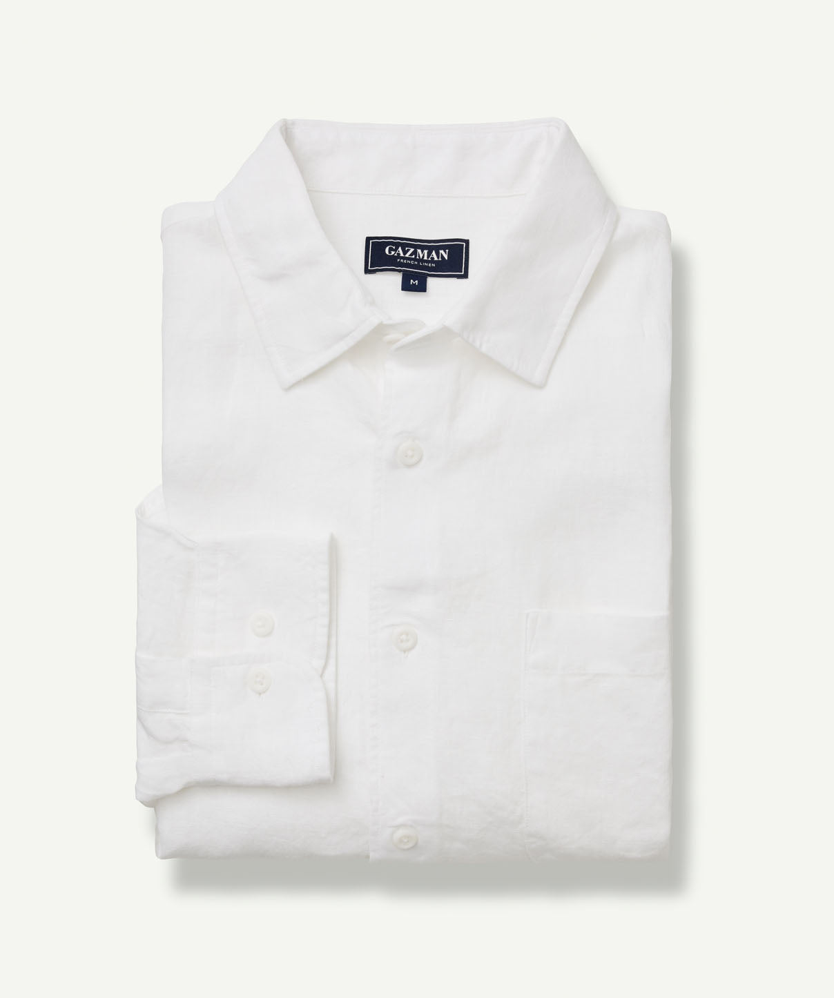 Pure French Linen Long Sleeve Shirt - White - Long Sleeve Shirts - GAZMAN
