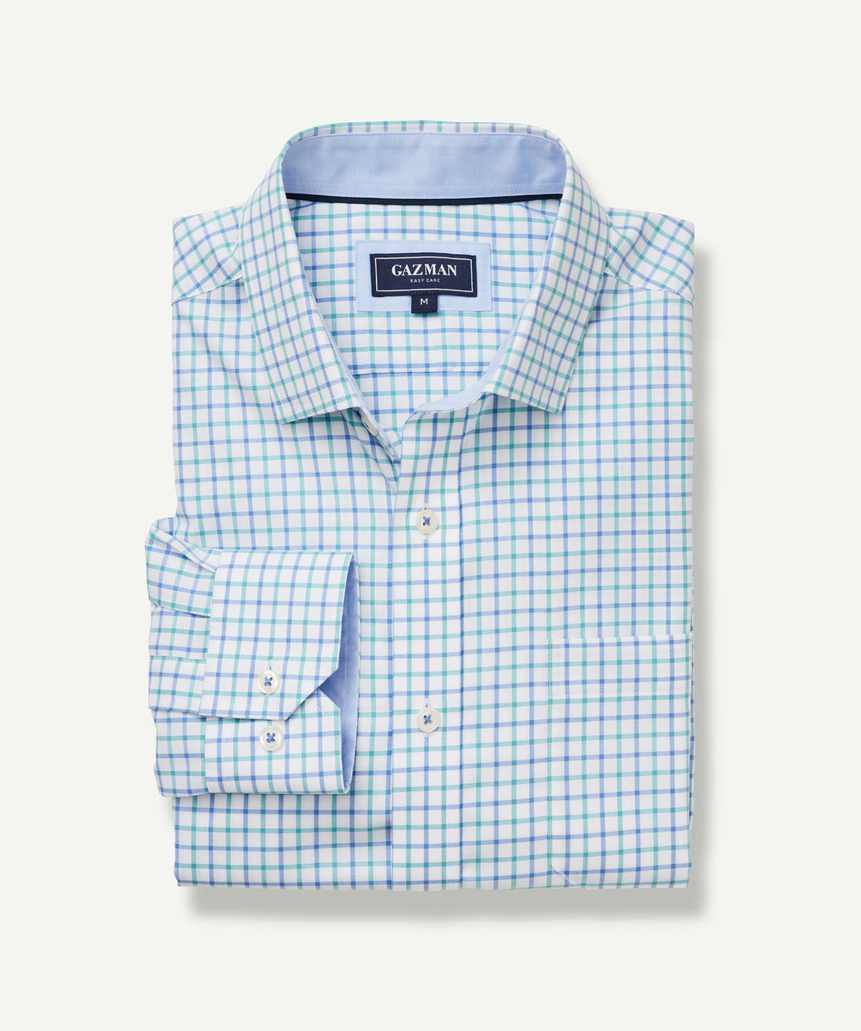 Easy Care Twill Check Long Sleeve Shirt - Blue - Long Sleeve Shirts ...