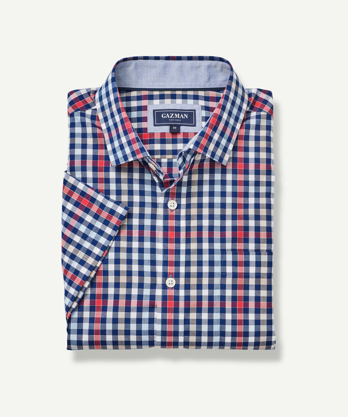 Easy Care Multi Check Short Sleeve Shirt - Red - Short Sleeve Shirts ...