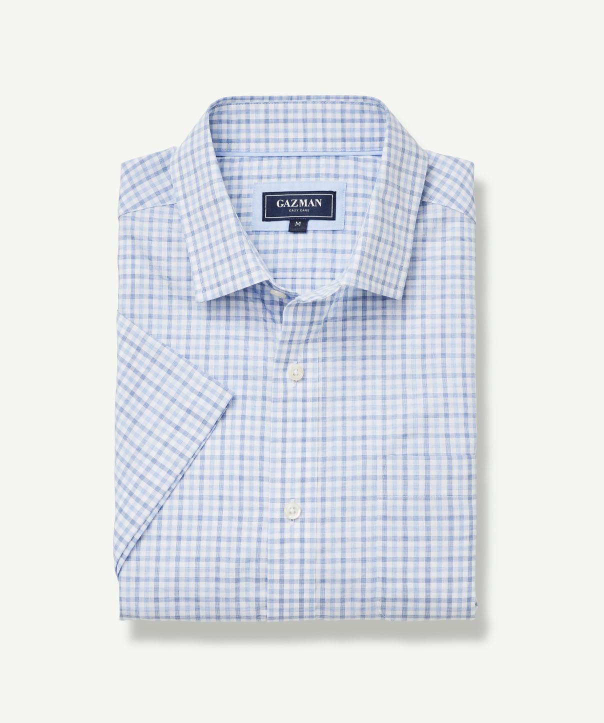 Easy Care Melange Check Short Sleeve Shirt - Navy - Short Sleeve Shirts ...