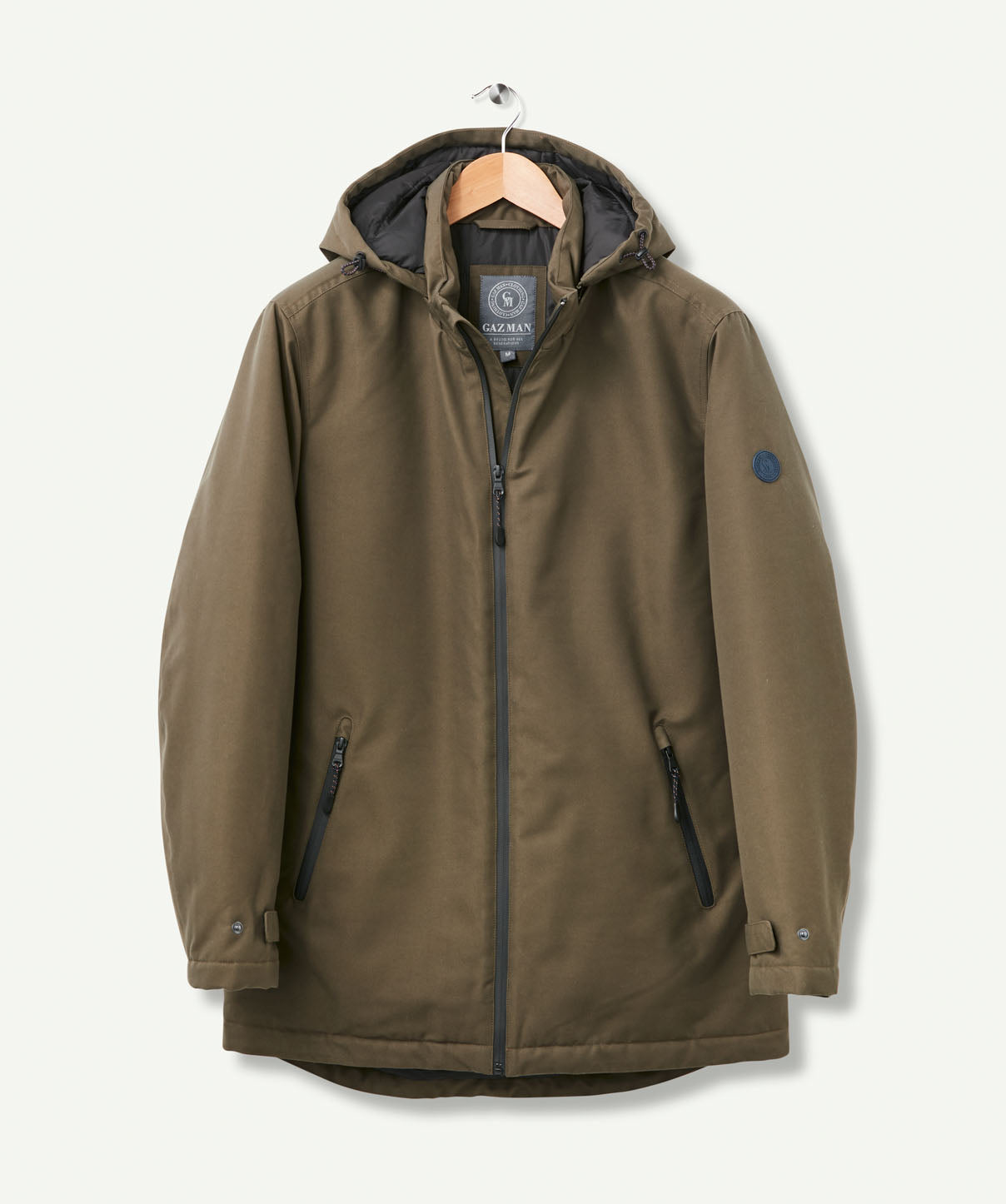 Zip Hood Puffer Lined Jacket Olive Casual Jackets GAZMAN