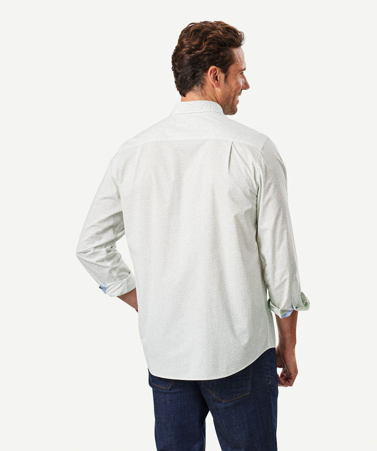 Casual Leaf Print Long Sleeve Shirt - Sage - Long Sleeve Shirts - GAZMAN