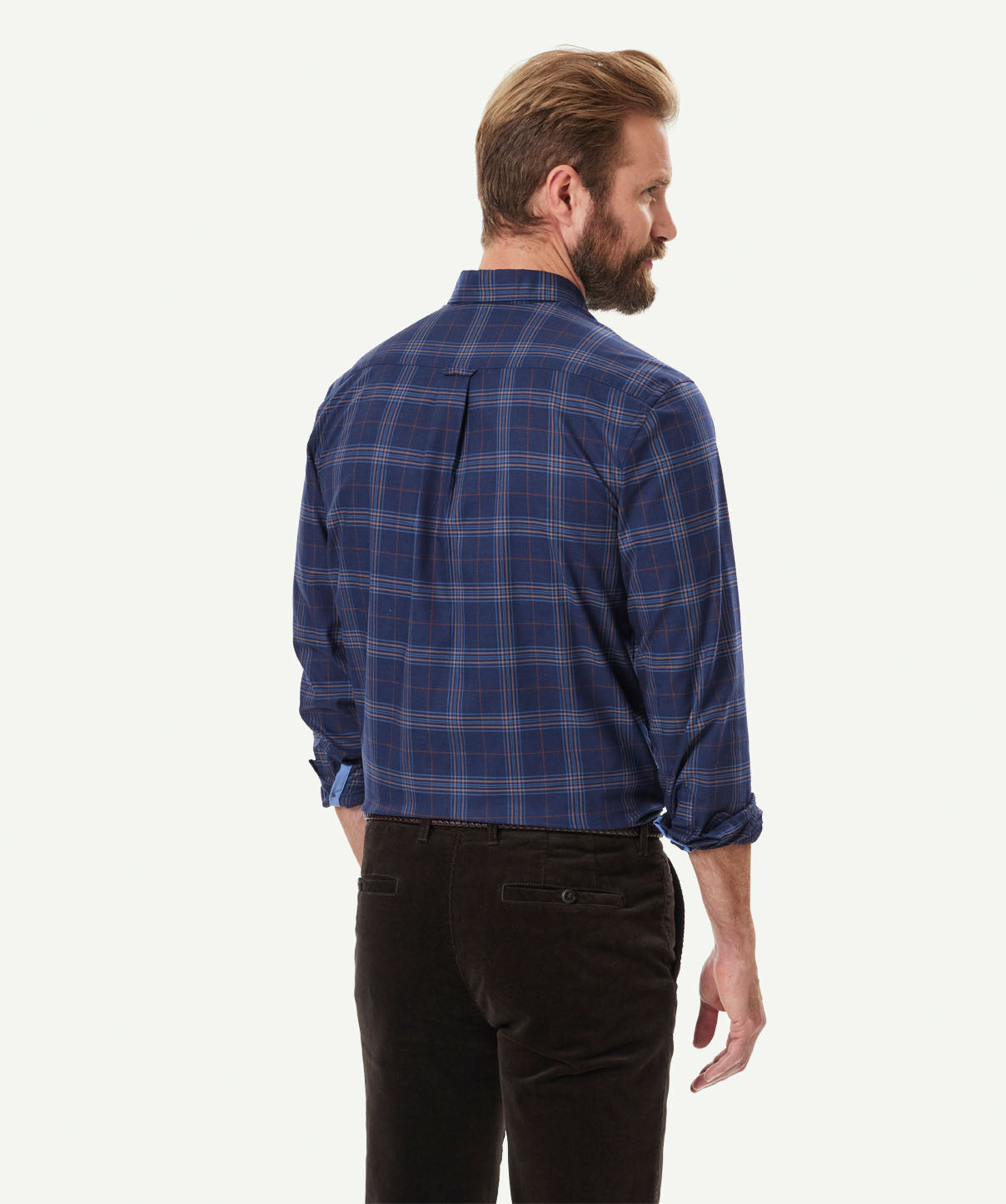 Easy Care Twill Melange Check Long Sleeve Shirt Navy Melange Long Sleeve Shirts Gazman