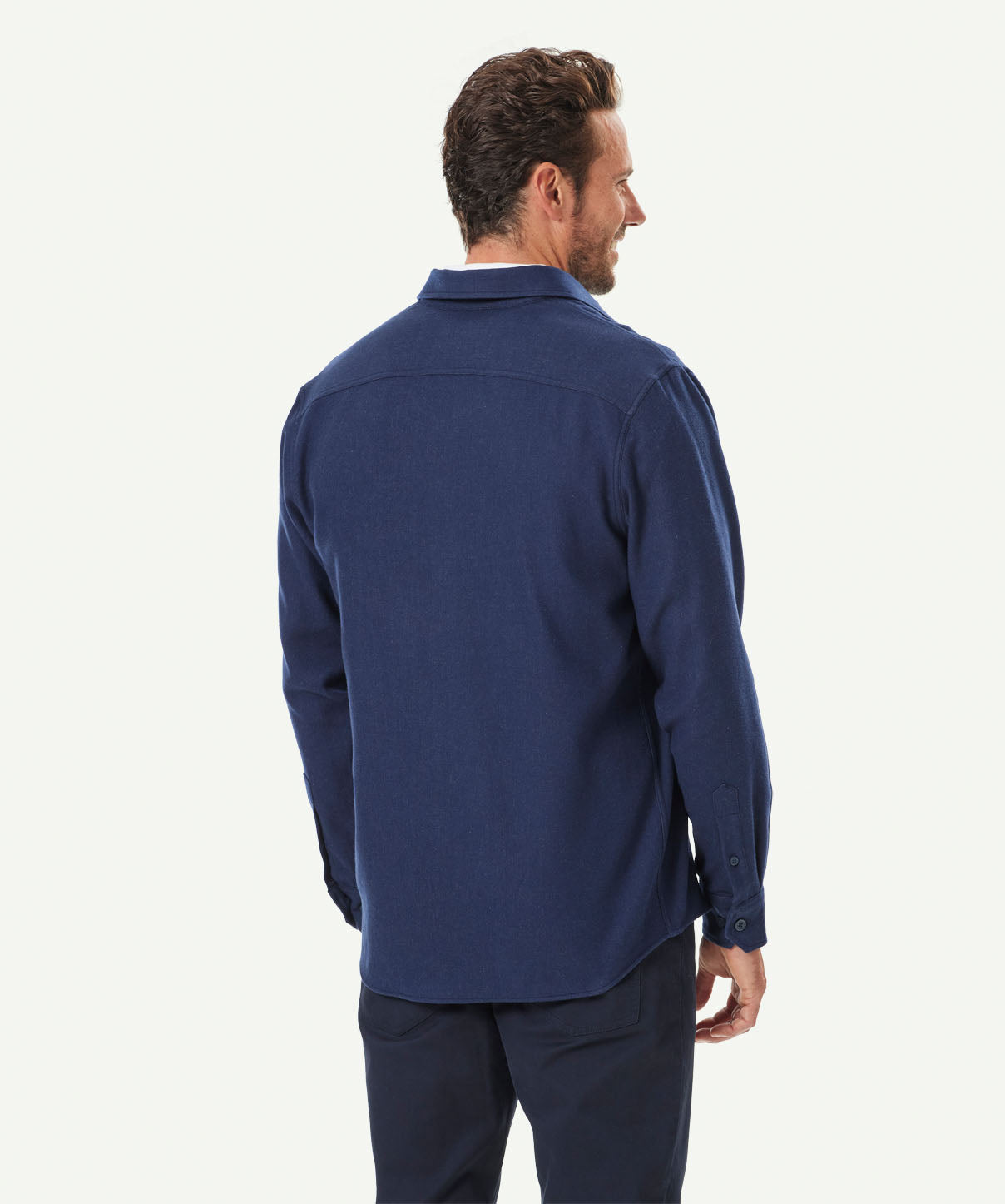 Brushed Overshirt - Navy - Long Sleeve Shirts - GAZMAN