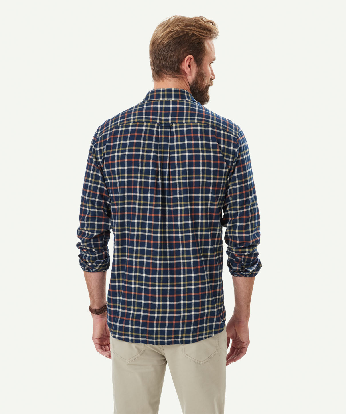 Brushed Twill Check Long Sleeve Shirt - Navy - Long Sleeve Shirts - GAZMAN