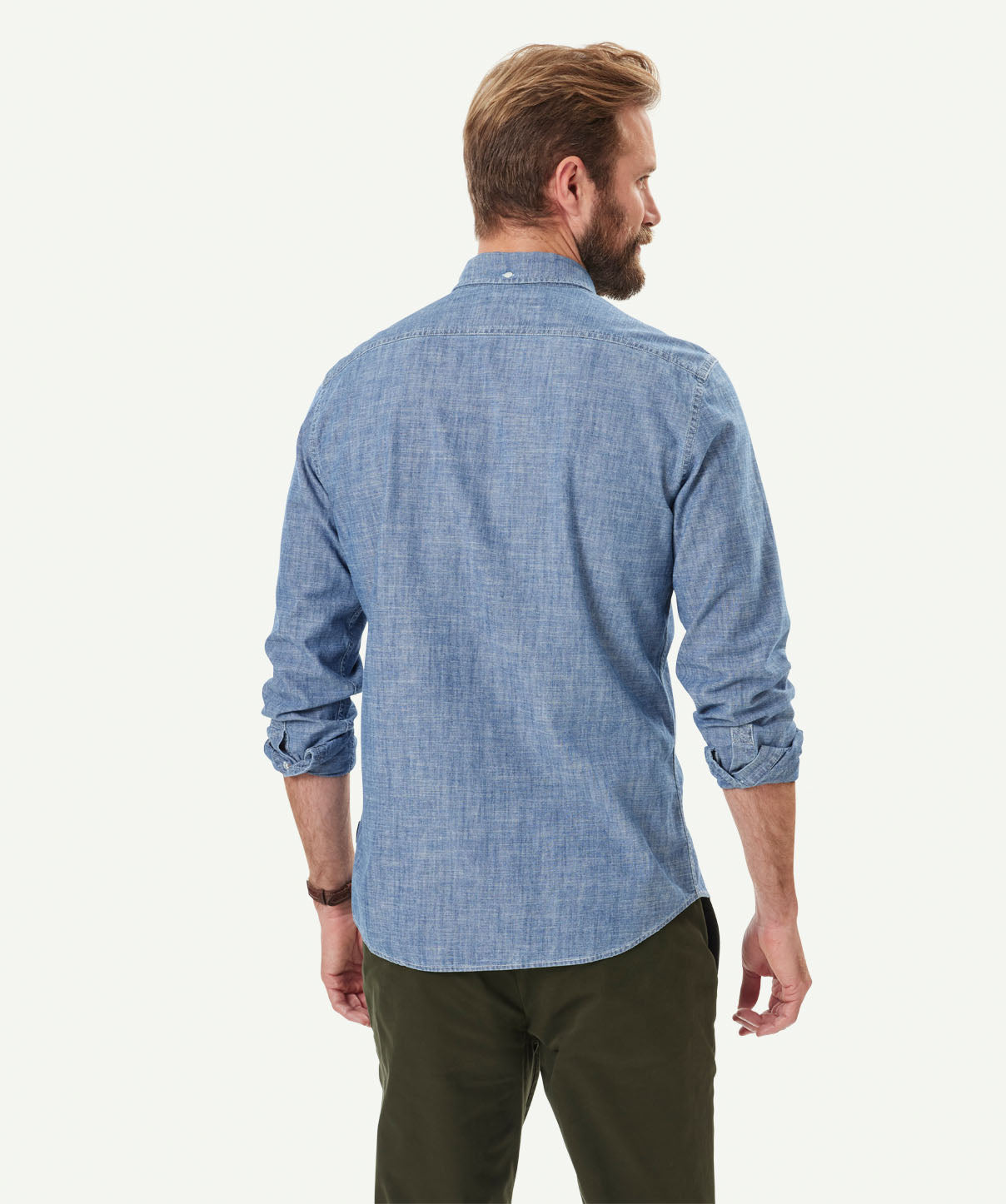 Tailored Casual Chambray Long Sleeve Shirt - Chambray - Long Sleeve ...