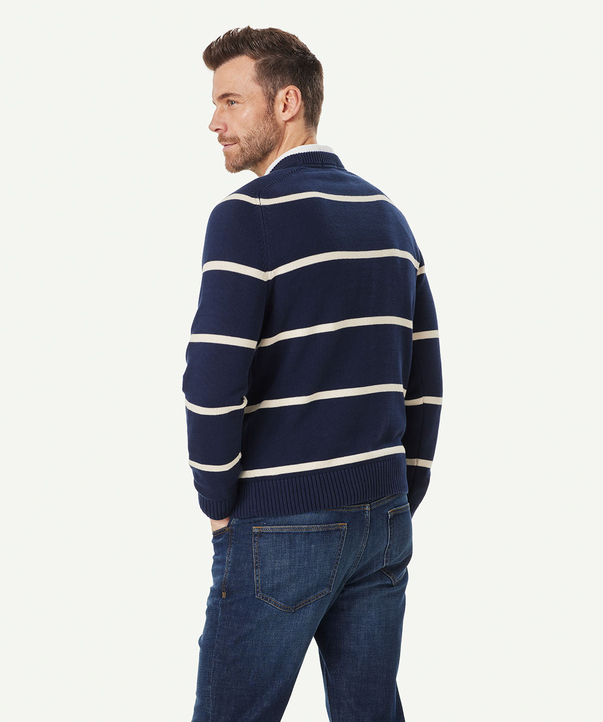 Breton Stripe Crew Knit - Navy - Knitwear - GAZMAN