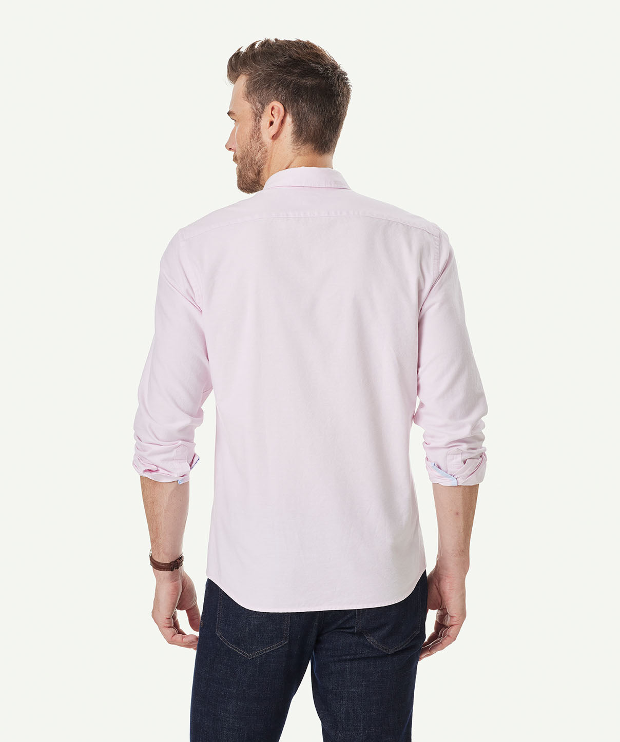 Tailored Plain Casual Oxford Long Sleeve Shirt - Pale Pink - Long ...