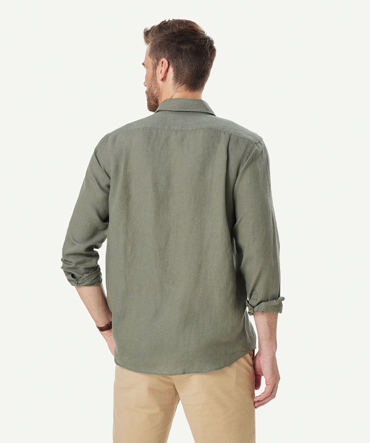 Pure French Linen Long Sleeve Shirt - Olive - Long Sleeve Shirts - GAZMAN