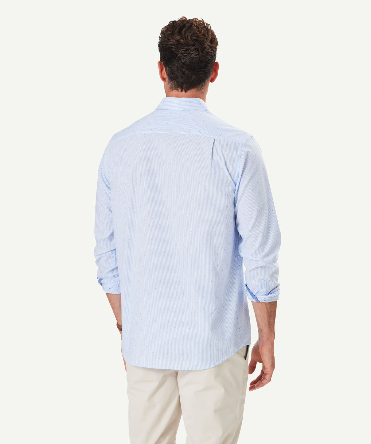 Casual Stripe Dobby Long Sleeve Shirt - Pale Blue - Long Sleeve Shirts ...