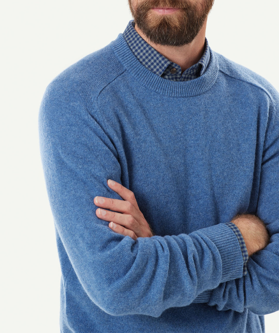 Lambswool Crew Neck Knit Blue x knitwear GAZMAN